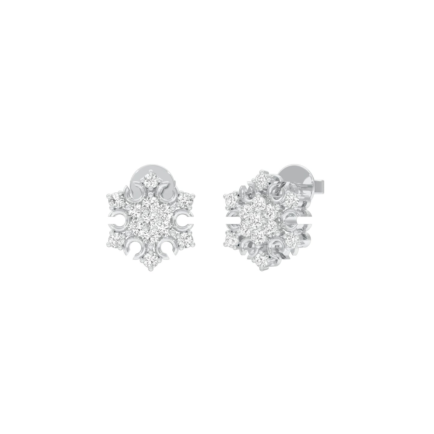 Celeste Bloom Diamond Stud Earrings 18 KT / White Gold