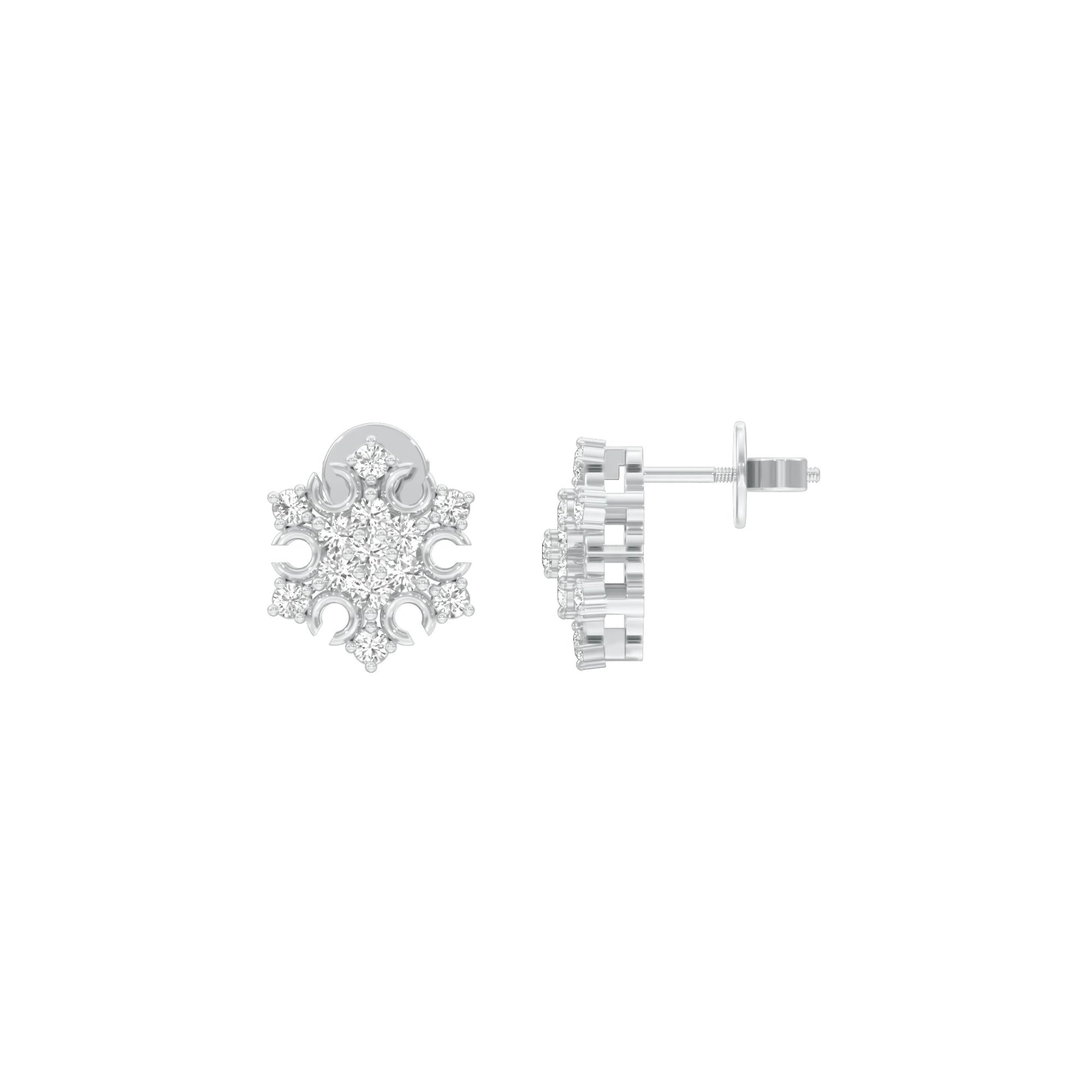 Celeste Bloom Diamond Stud Earrings 18 KT / White Gold