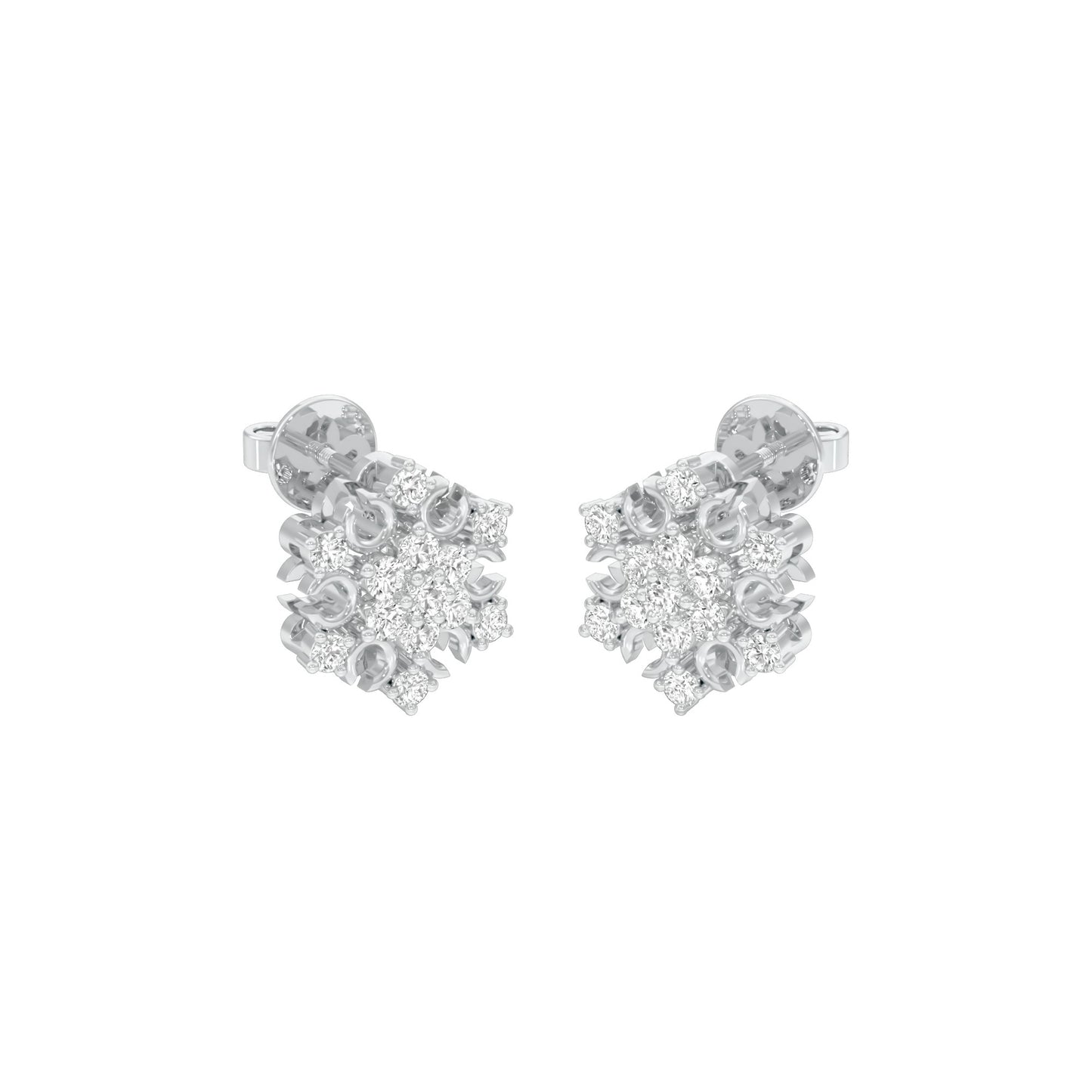 Celeste Bloom Diamond Stud Earrings 18 KT / White Gold