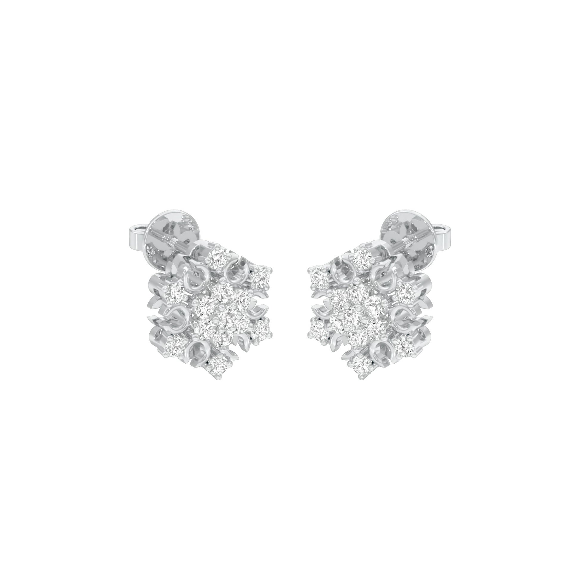 Celeste Bloom Diamond Stud Earrings 18 KT / White Gold