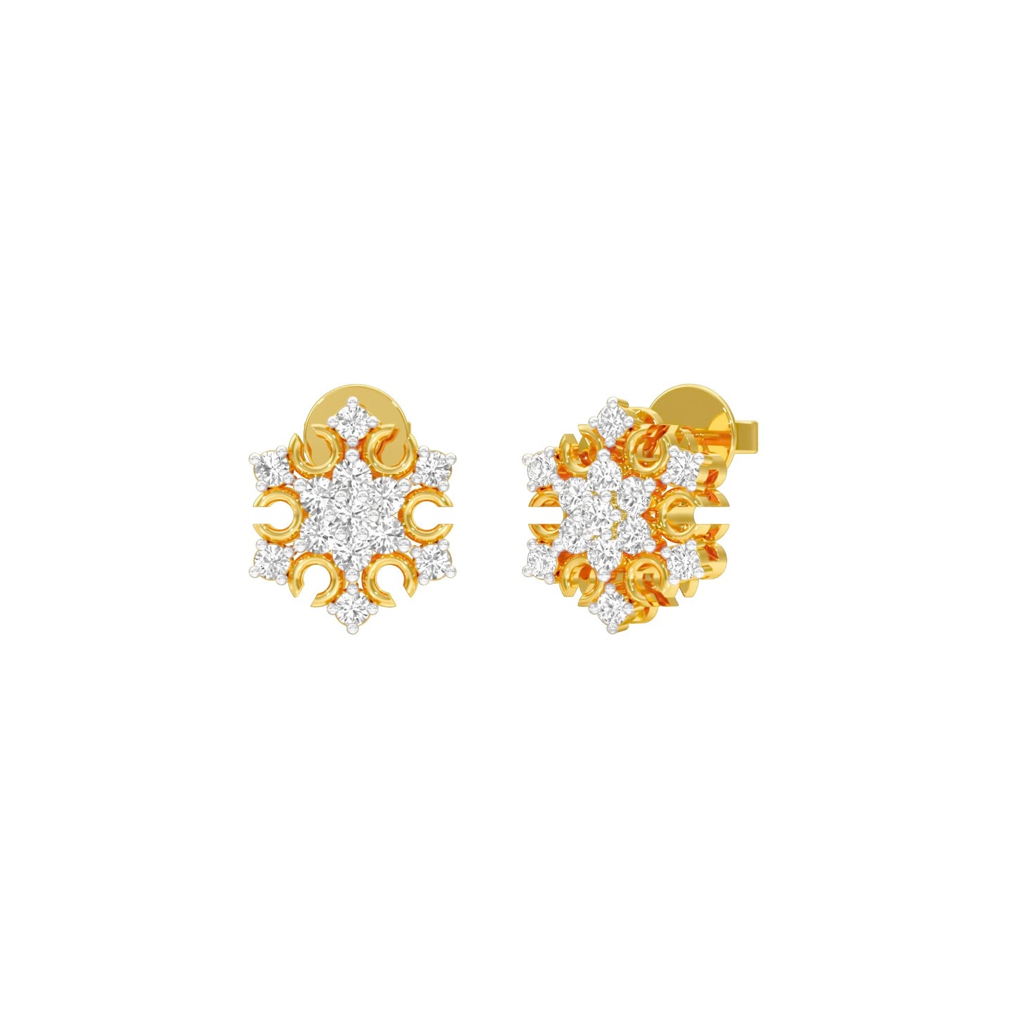 Celeste Bloom Diamond Stud Earrings 18 KT / Yellow Gold