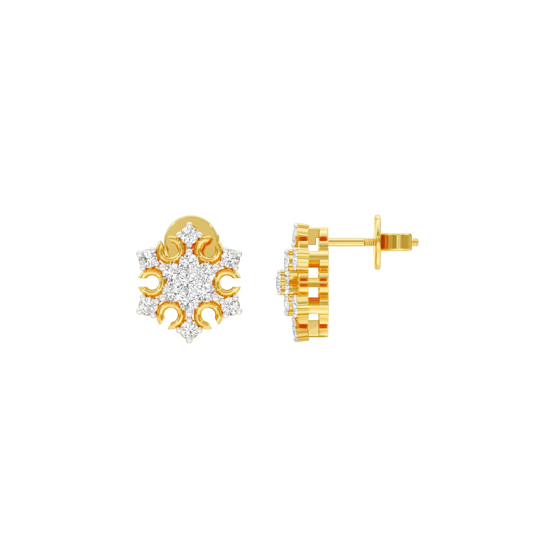 Celeste Bloom Diamond Stud Earrings 18 KT / Yellow Gold