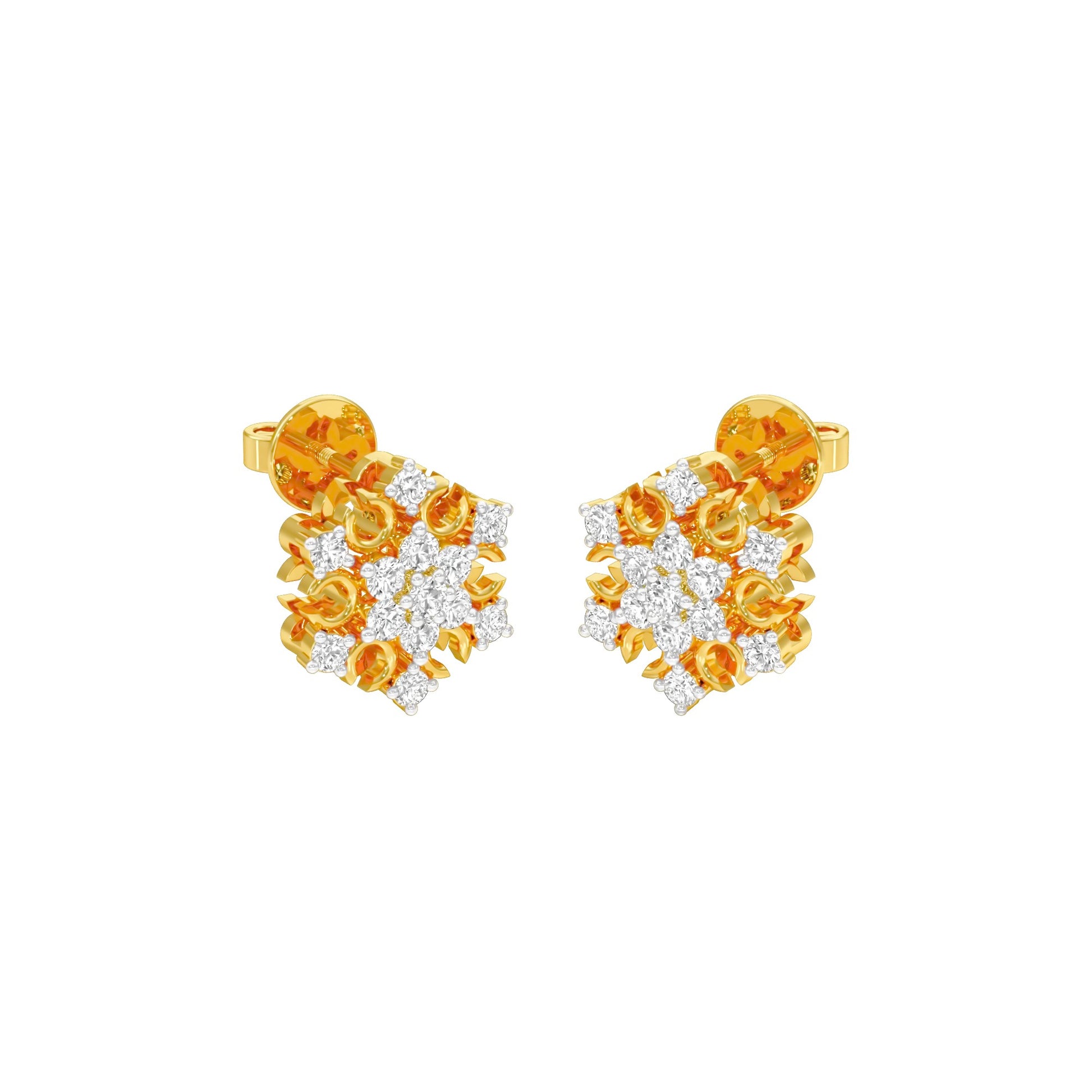Celeste Bloom Diamond Stud Earrings 18 KT / Yellow Gold