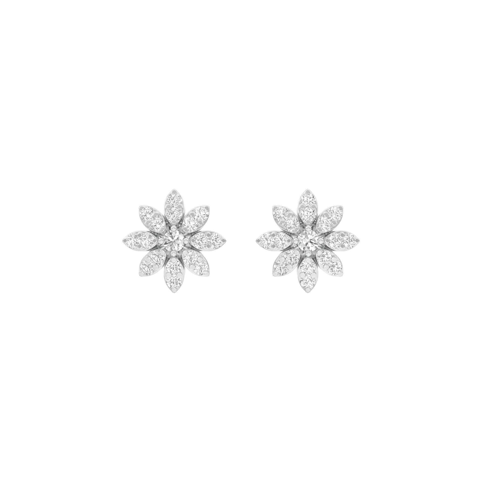 Botanic Blush Diamond Stud Earrings 18 KT / White Gold