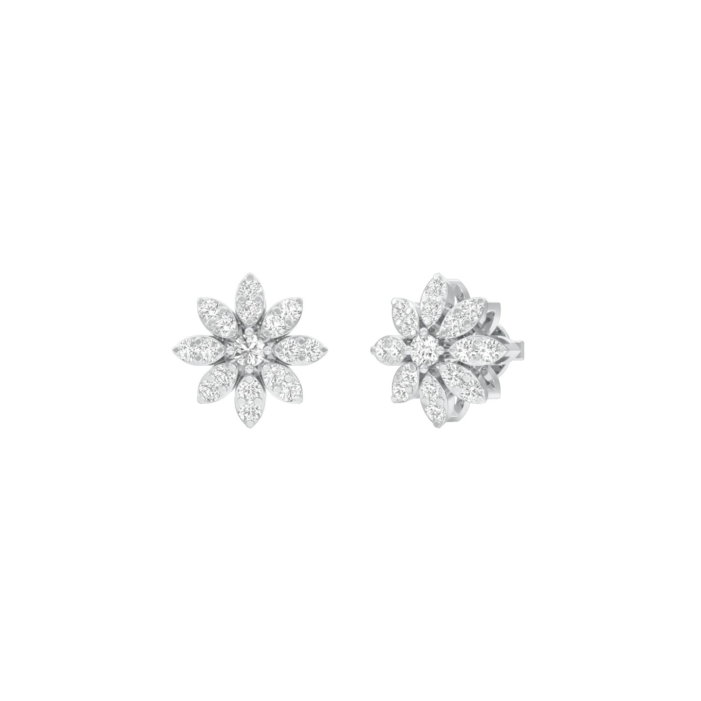 Botanic Blush Diamond Stud Earrings 18 KT / White Gold