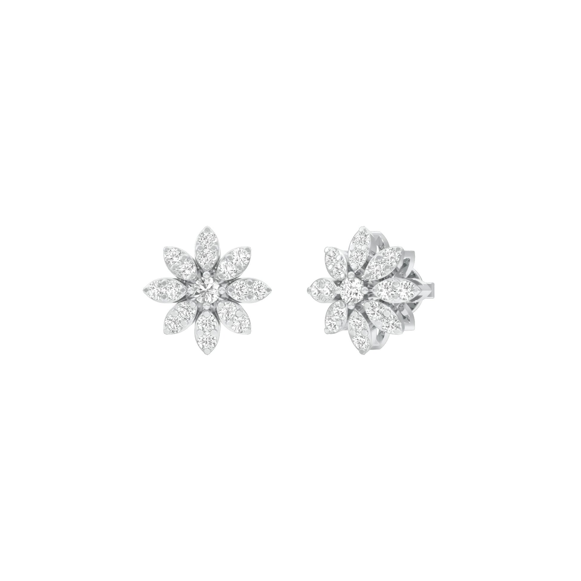 Botanic Blush Diamond Stud Earrings 18 KT / White Gold
