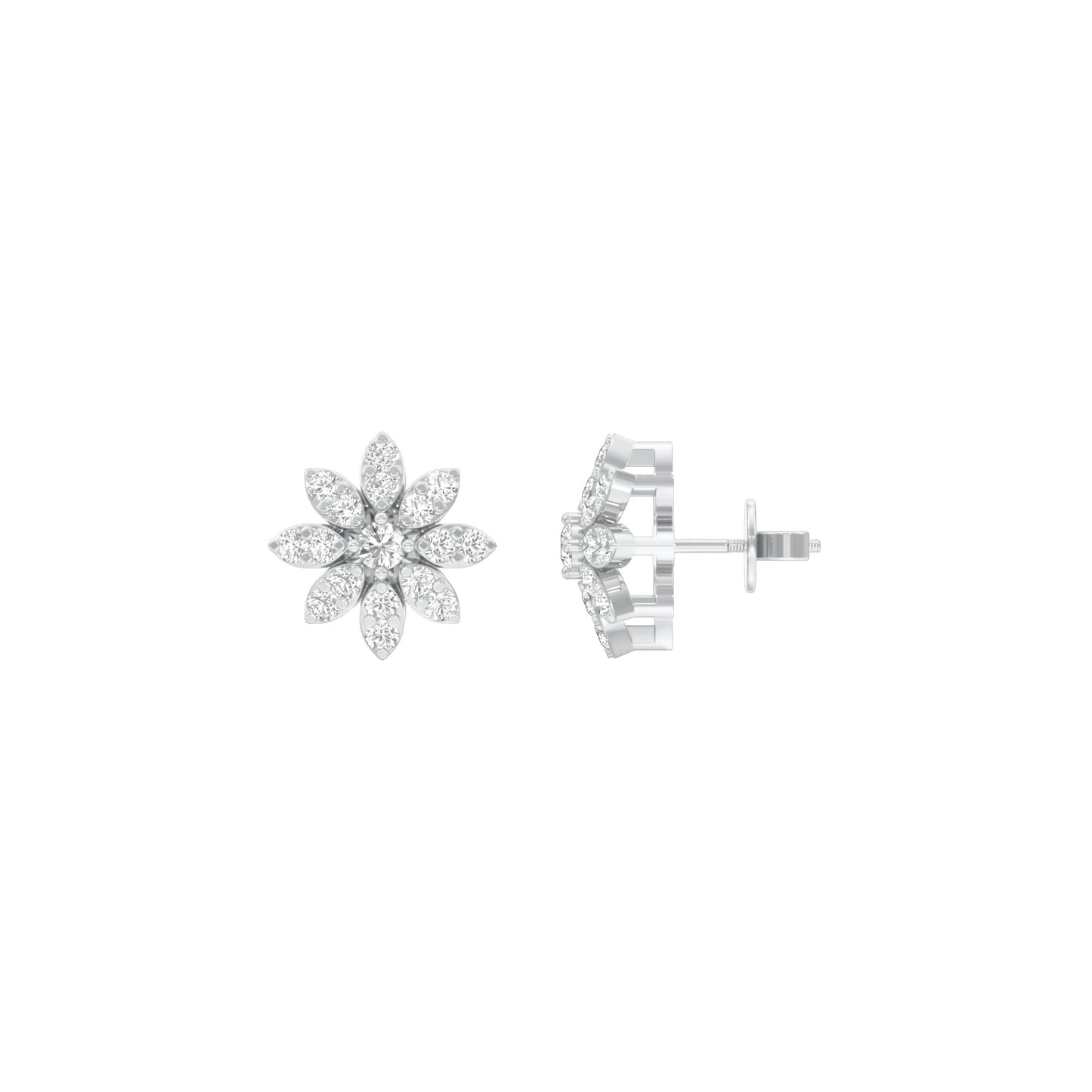 Botanic Blush Diamond Stud Earrings 18 KT / White Gold