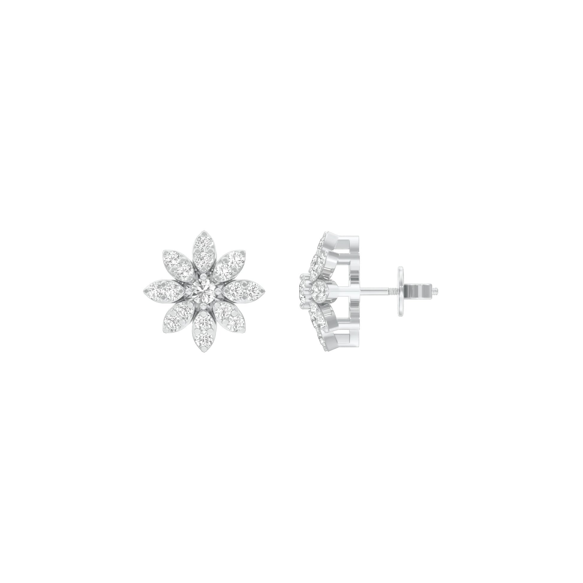 Botanic Blush Diamond Stud Earrings 18 KT / White Gold