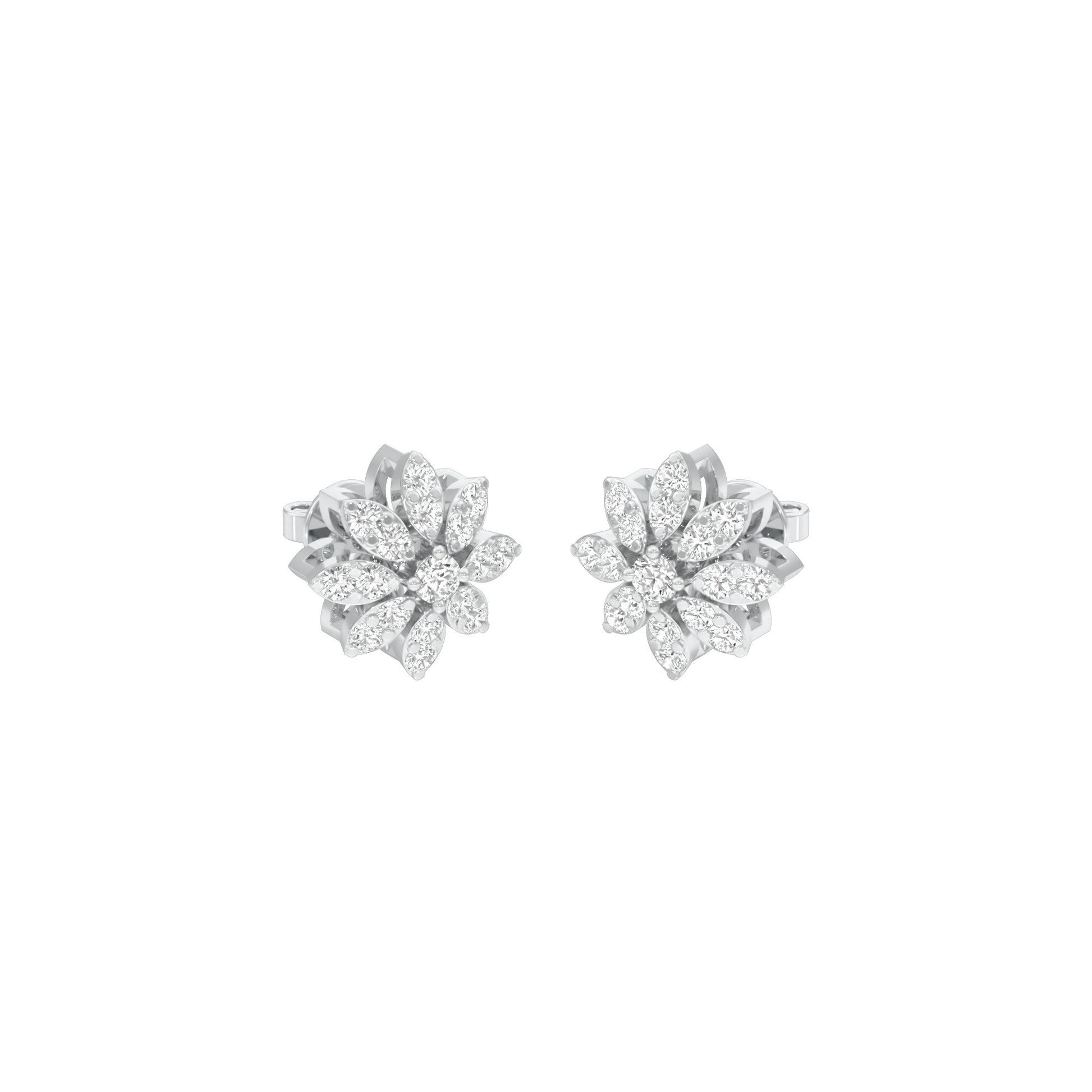 Botanic Blush Diamond Stud Earrings 18 KT / White Gold