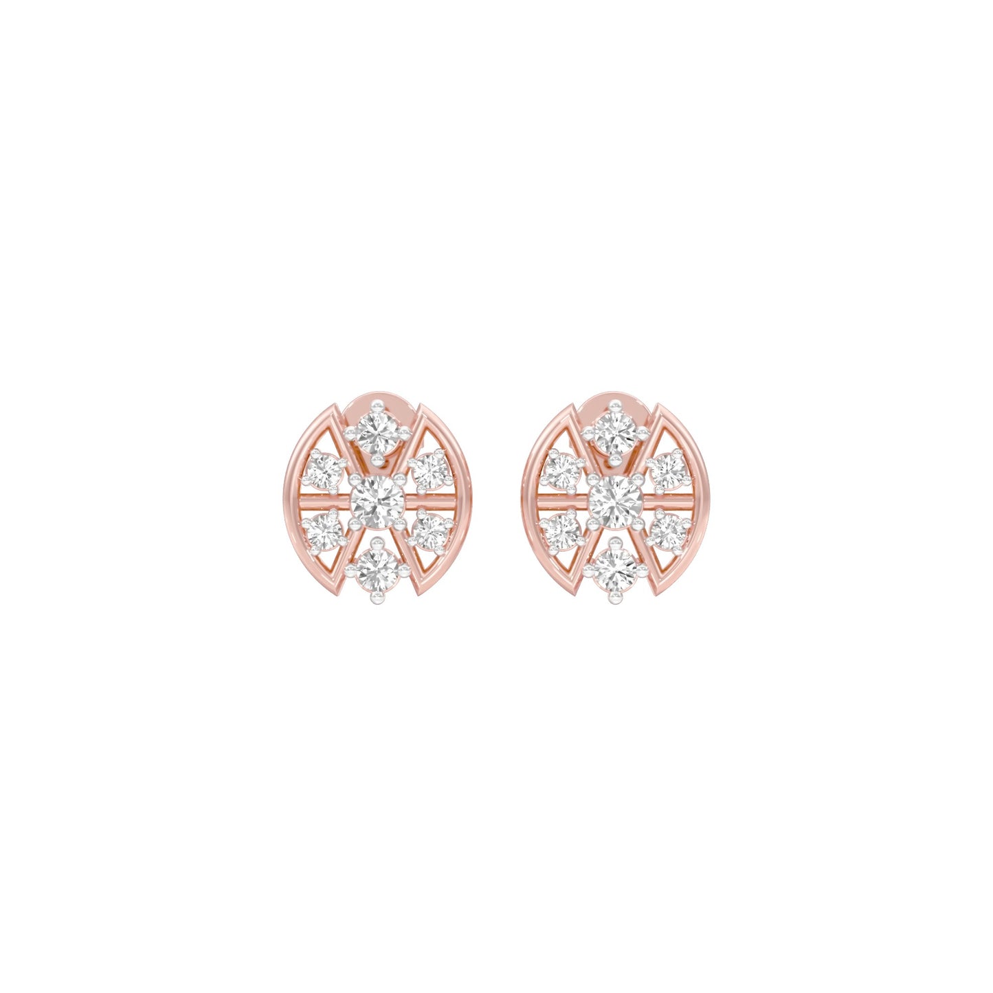 Cut Geometry Diamond Stud Earrings 18 KT / Rose Gold