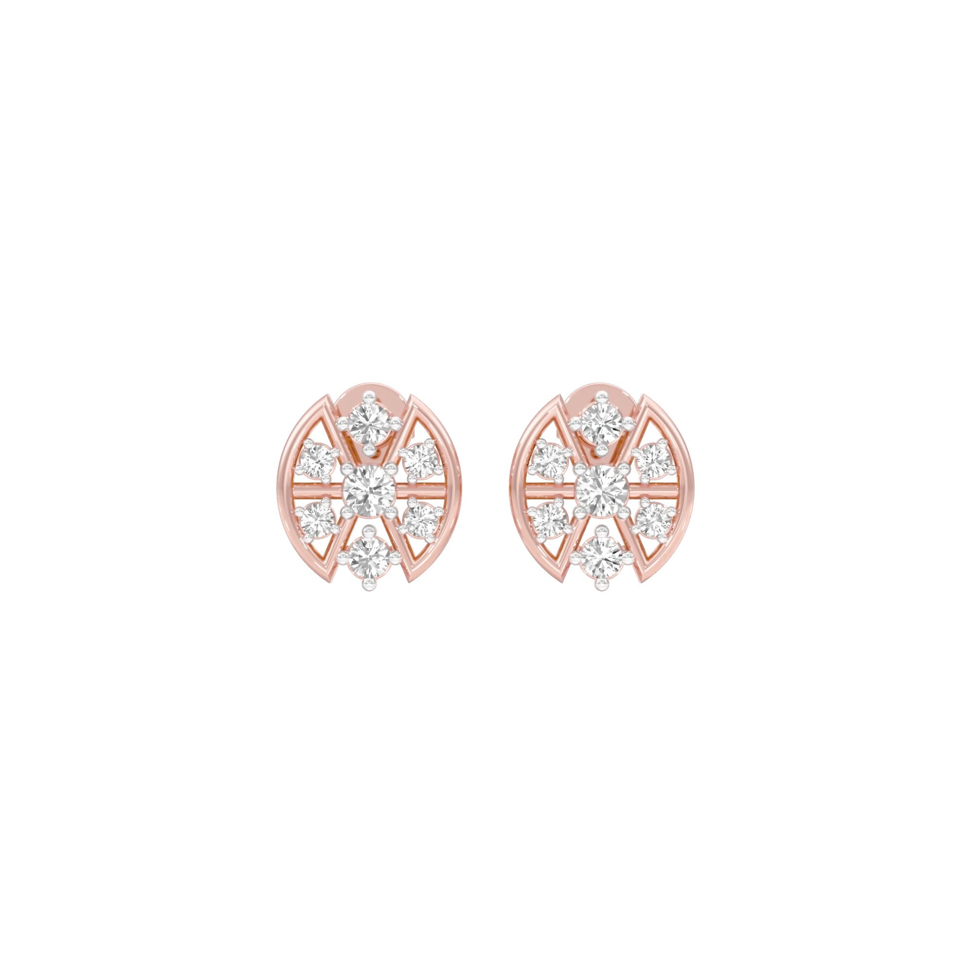 Cut Geometry Diamond Stud Earrings 18 KT / Rose Gold
