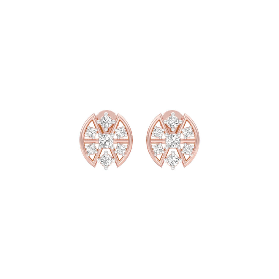 Cut Geometry Diamond Stud Earrings 18 KT / Rose Gold