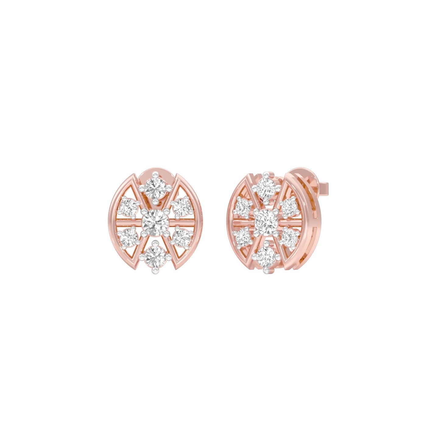 Cut Geometry Diamond Stud Earrings 18 KT / Rose Gold