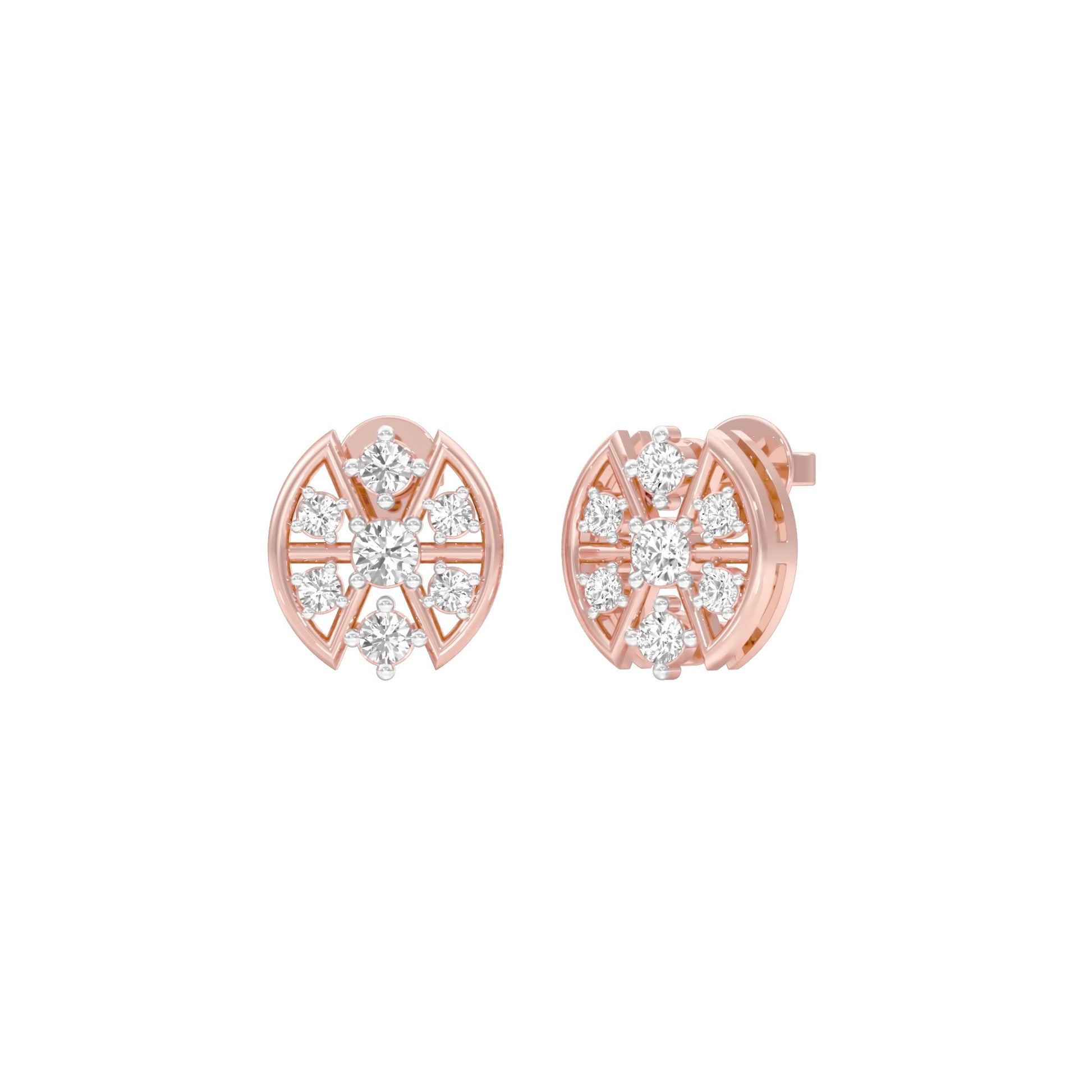 Cut Geometry Diamond Stud Earrings 18 KT / Rose Gold