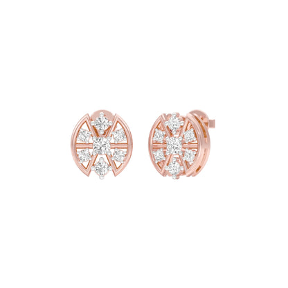Cut Geometry Diamond Stud Earrings 18 KT / Rose Gold