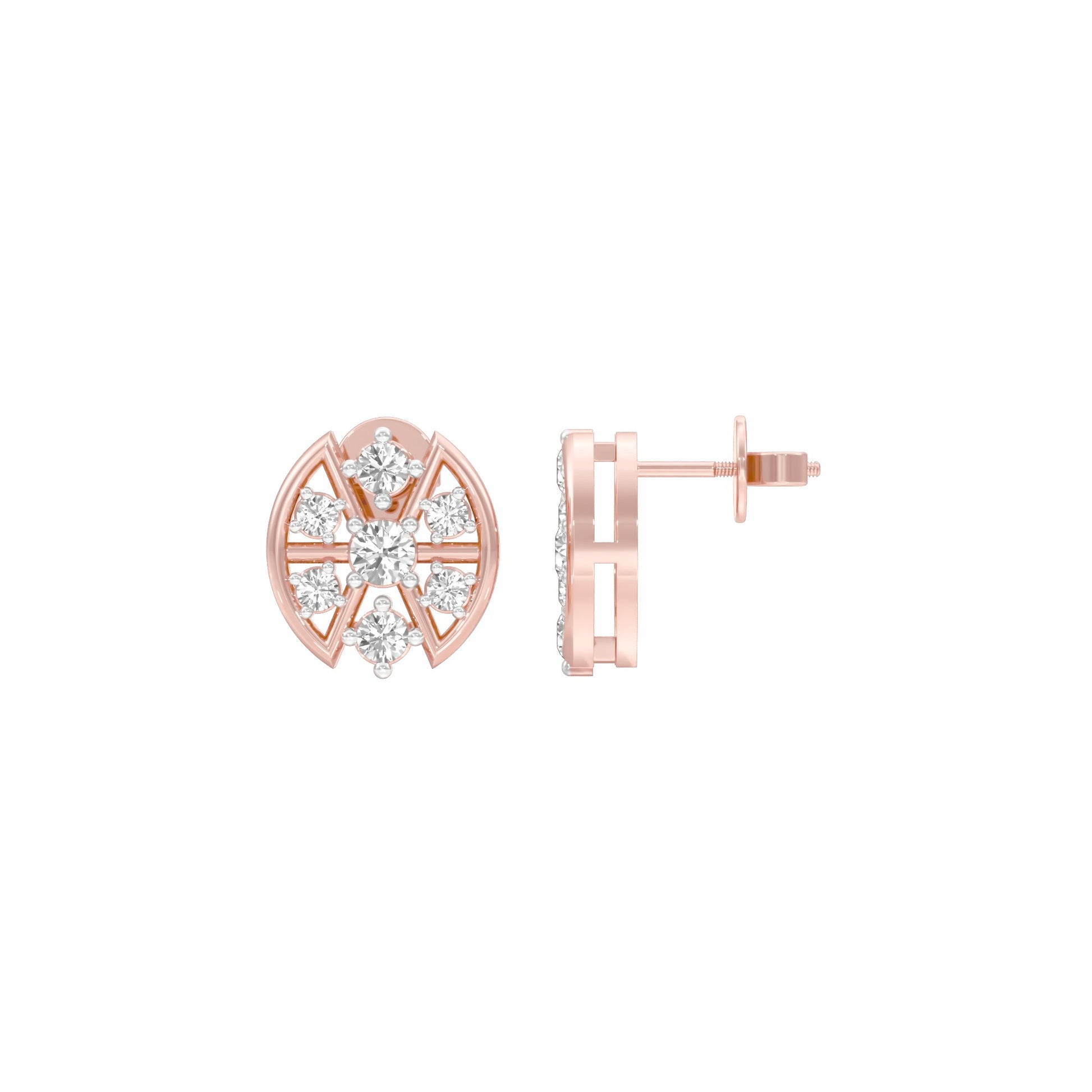 Cut Geometry Diamond Stud Earrings 18 KT / Rose Gold