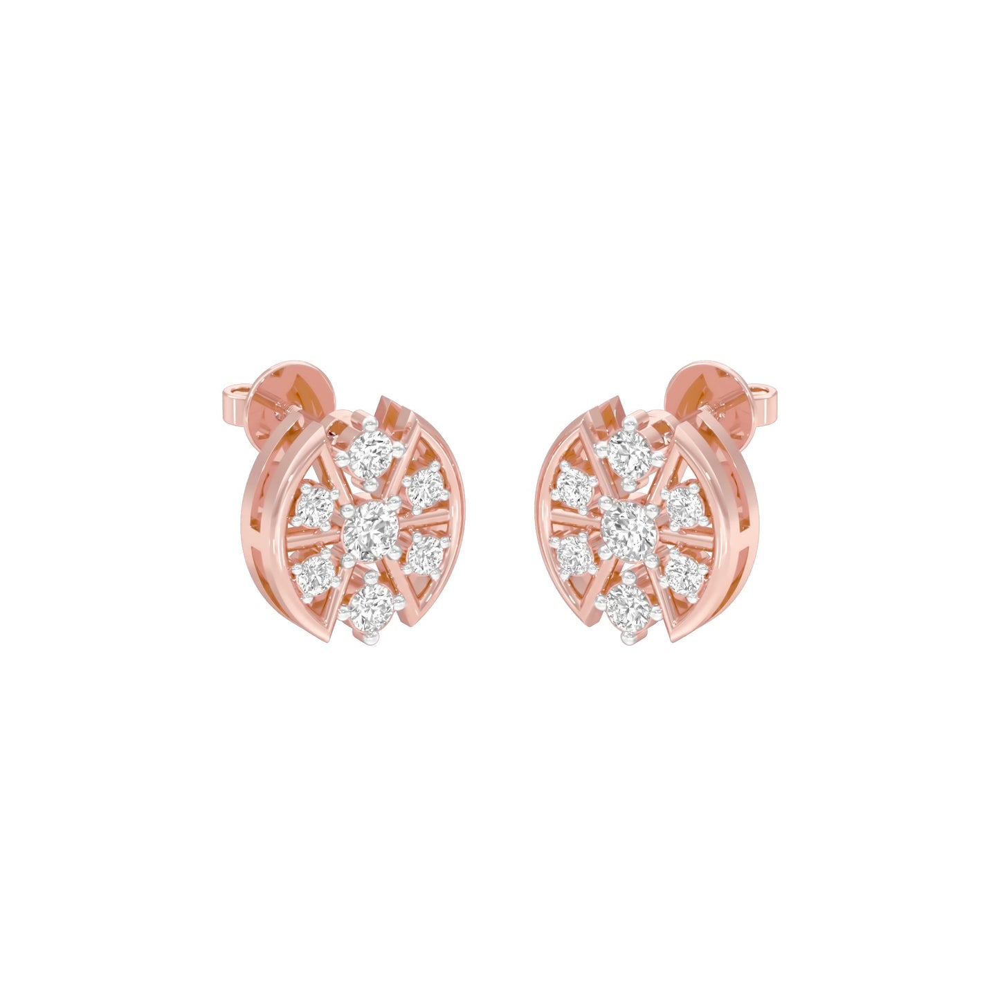 Cut Geometry Diamond Stud Earrings 18 KT / Rose Gold