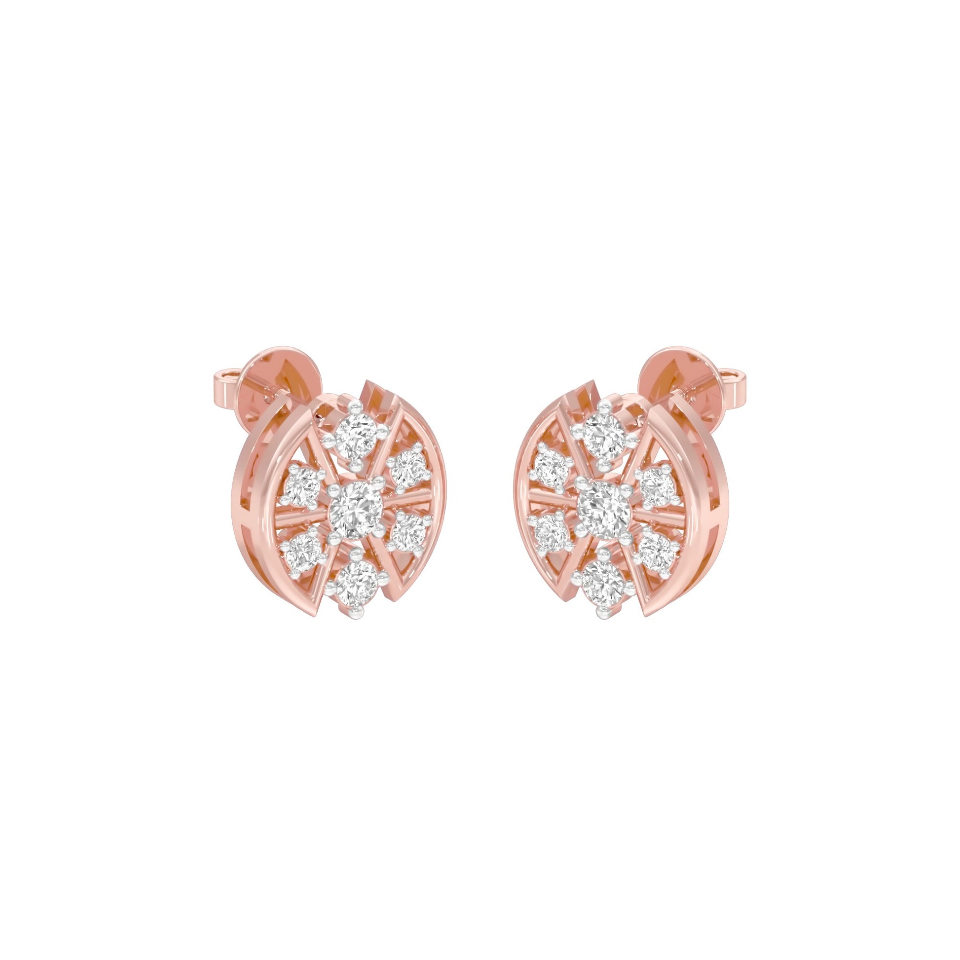 Cut Geometry Diamond Stud Earrings 18 KT / Rose Gold