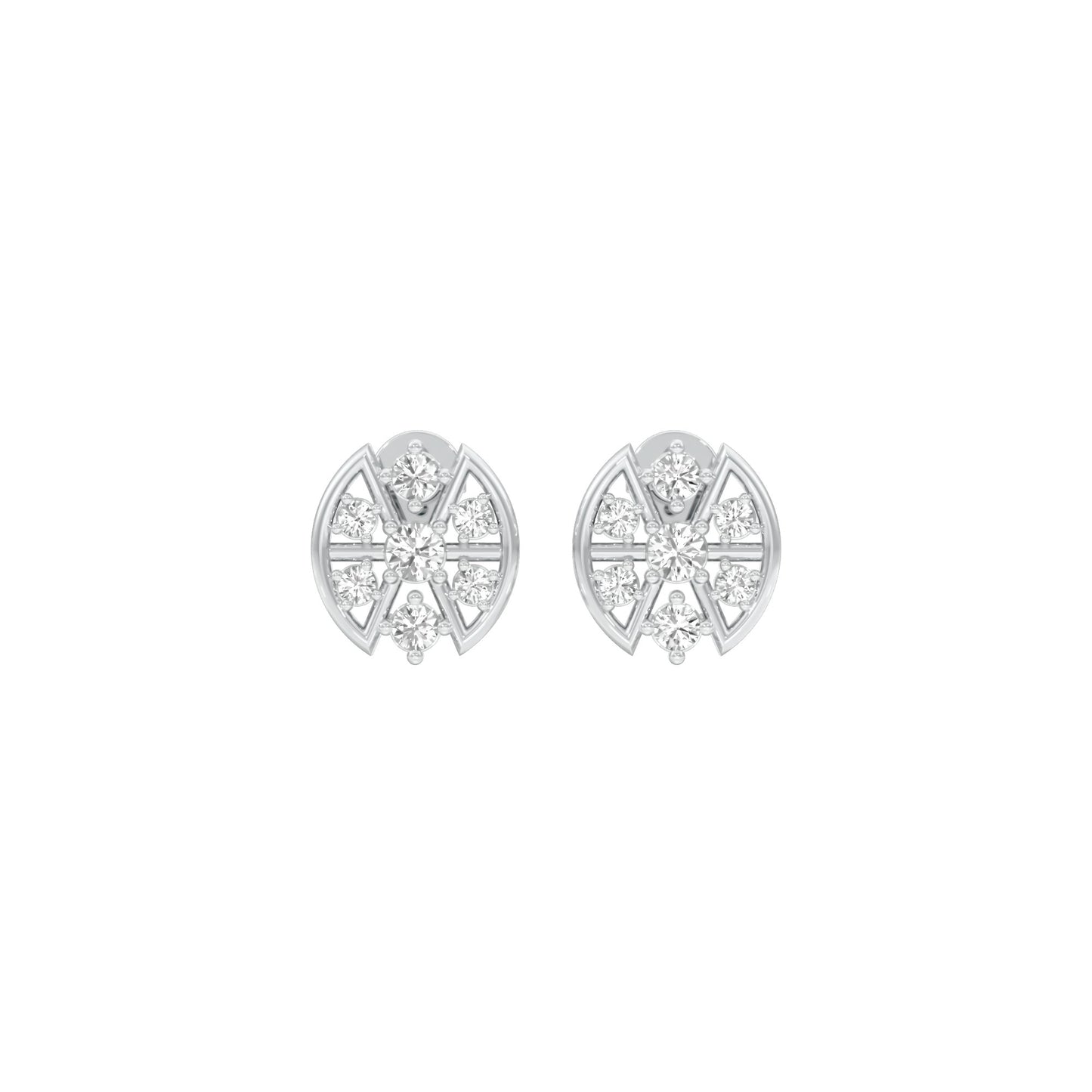 Cut Geometry Diamond Stud Earrings 18 KT / White Gold