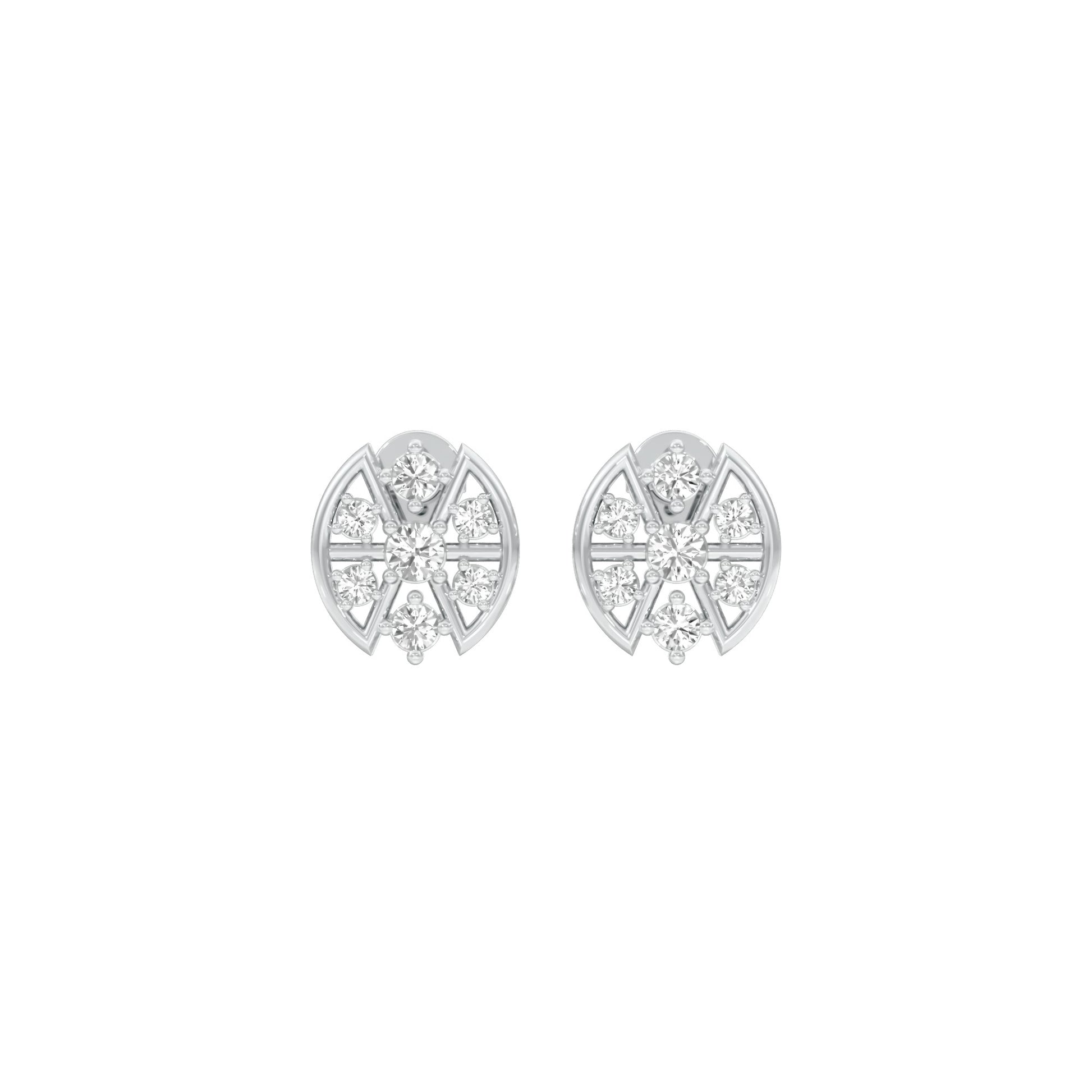 Cut Geometry Diamond Stud Earrings 18 KT / White Gold