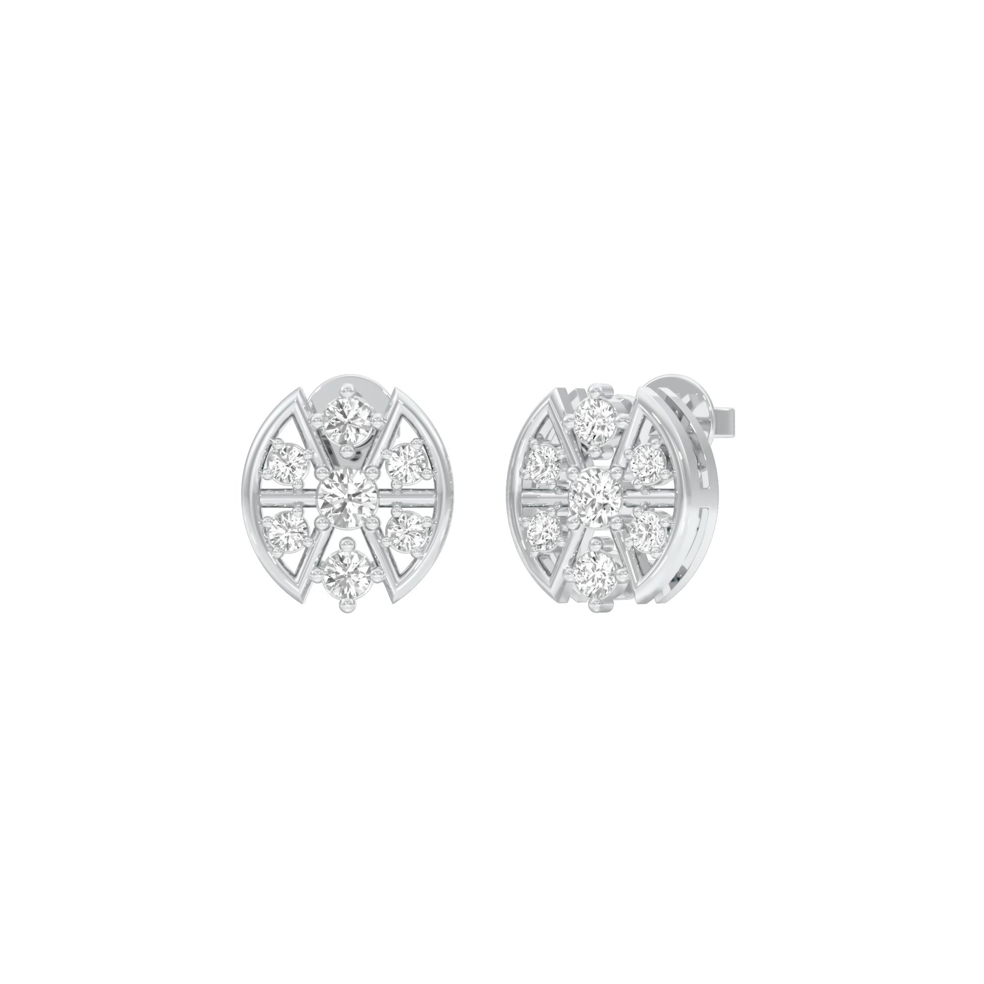 Cut Geometry Diamond Stud Earrings 18 KT / White Gold