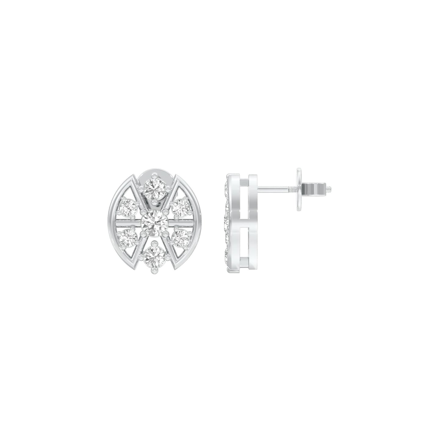 Cut Geometry Diamond Stud Earrings 18 KT / White Gold