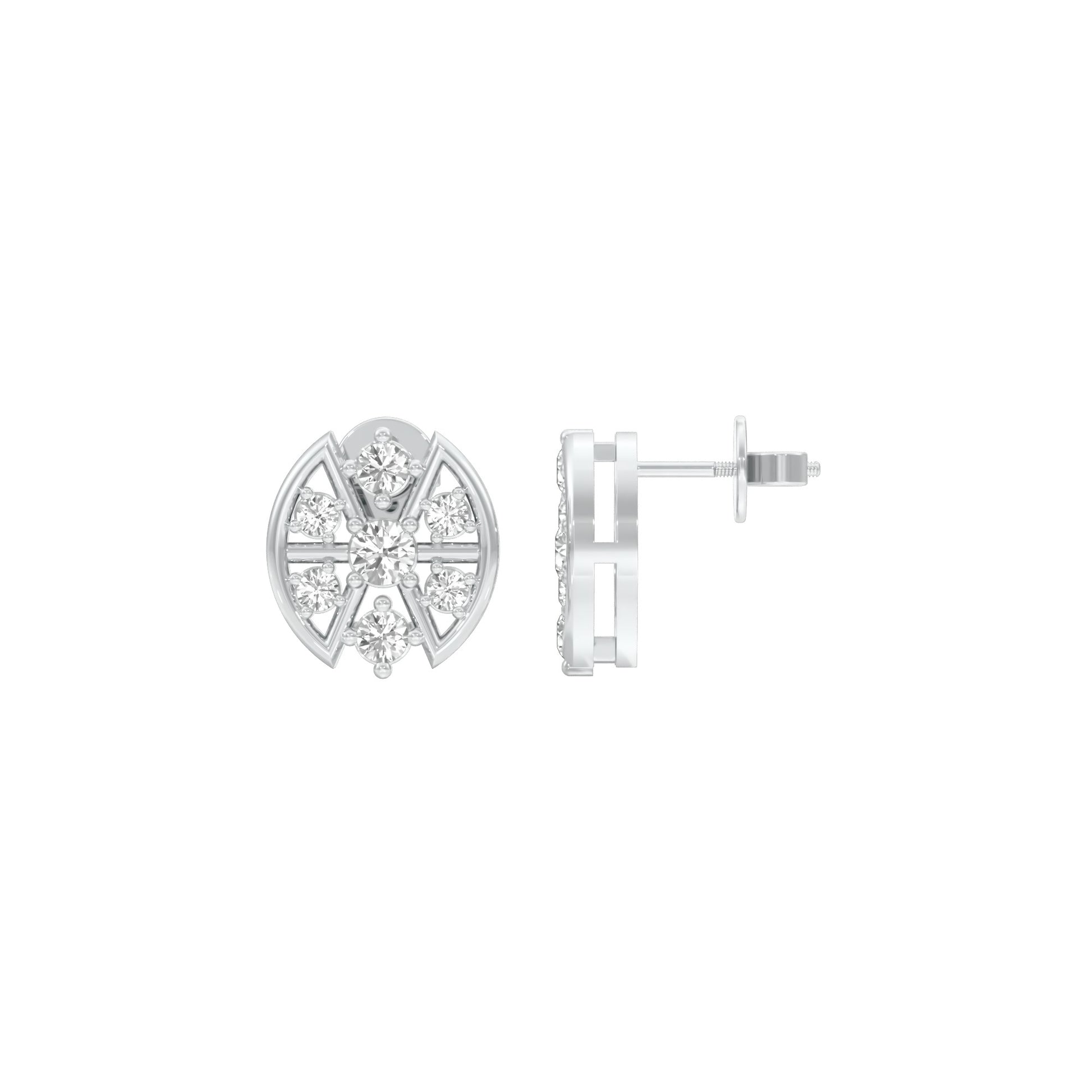 Cut Geometry Diamond Stud Earrings 18 KT / White Gold