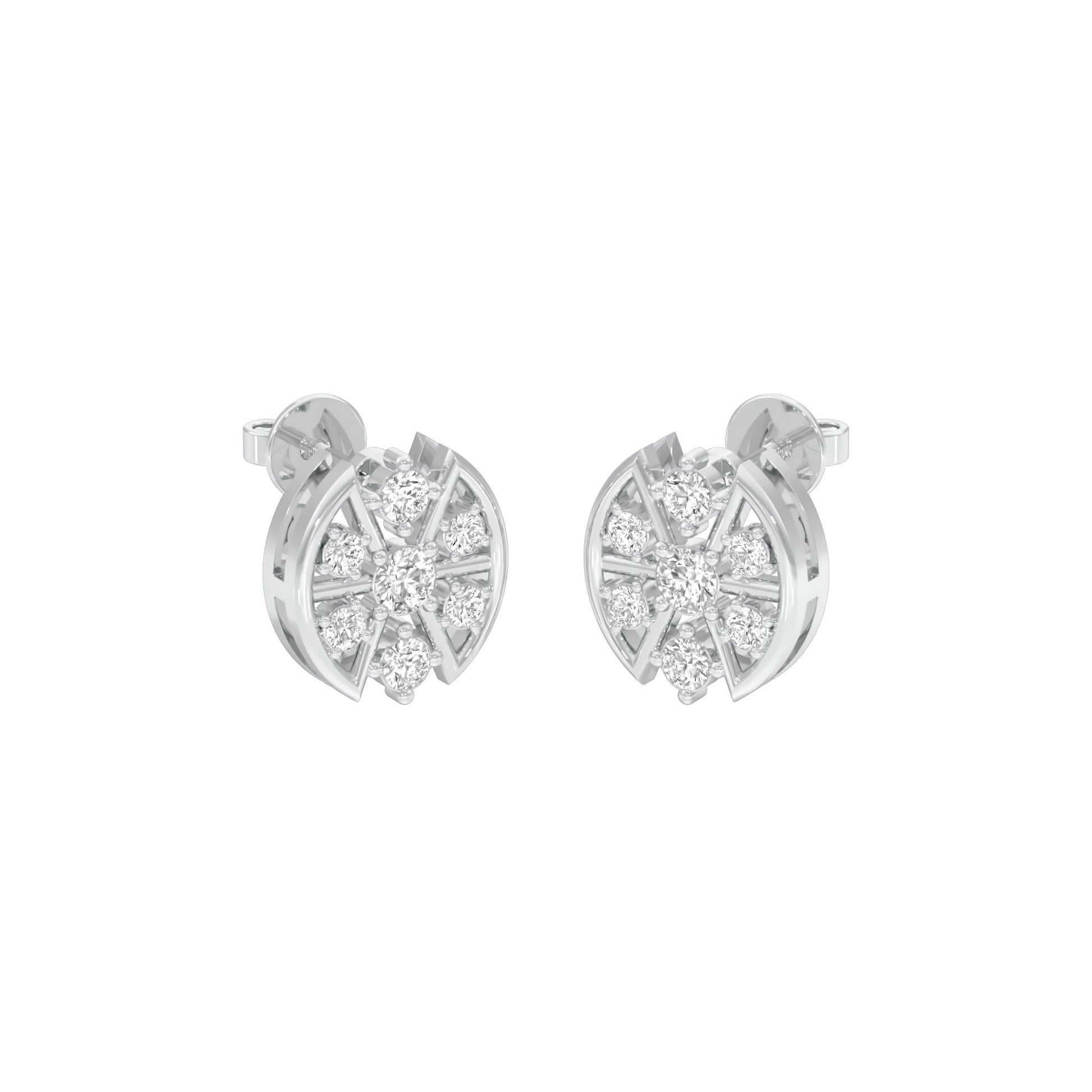 Cut Geometry Diamond Stud Earrings 18 KT / White Gold