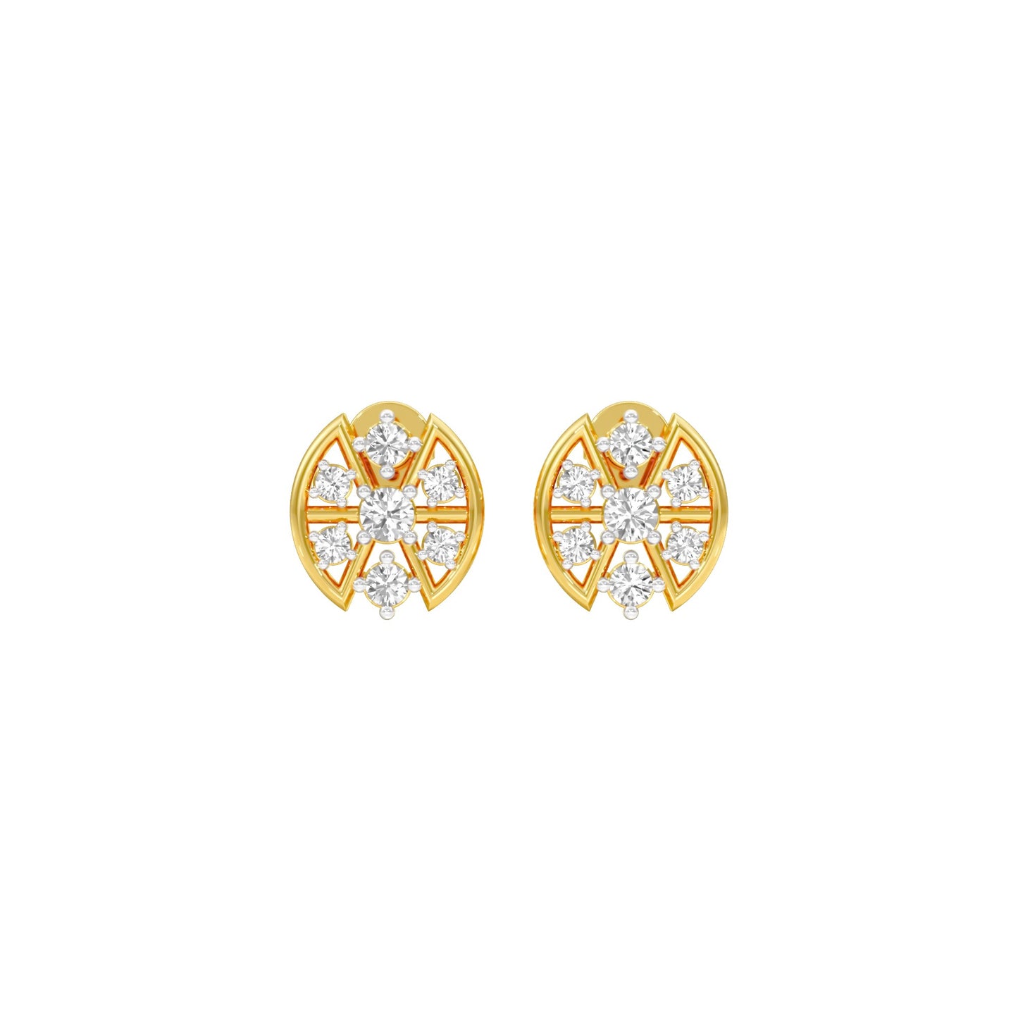 Cut Geometry Diamond Stud Earrings 18 KT / Yellow Gold