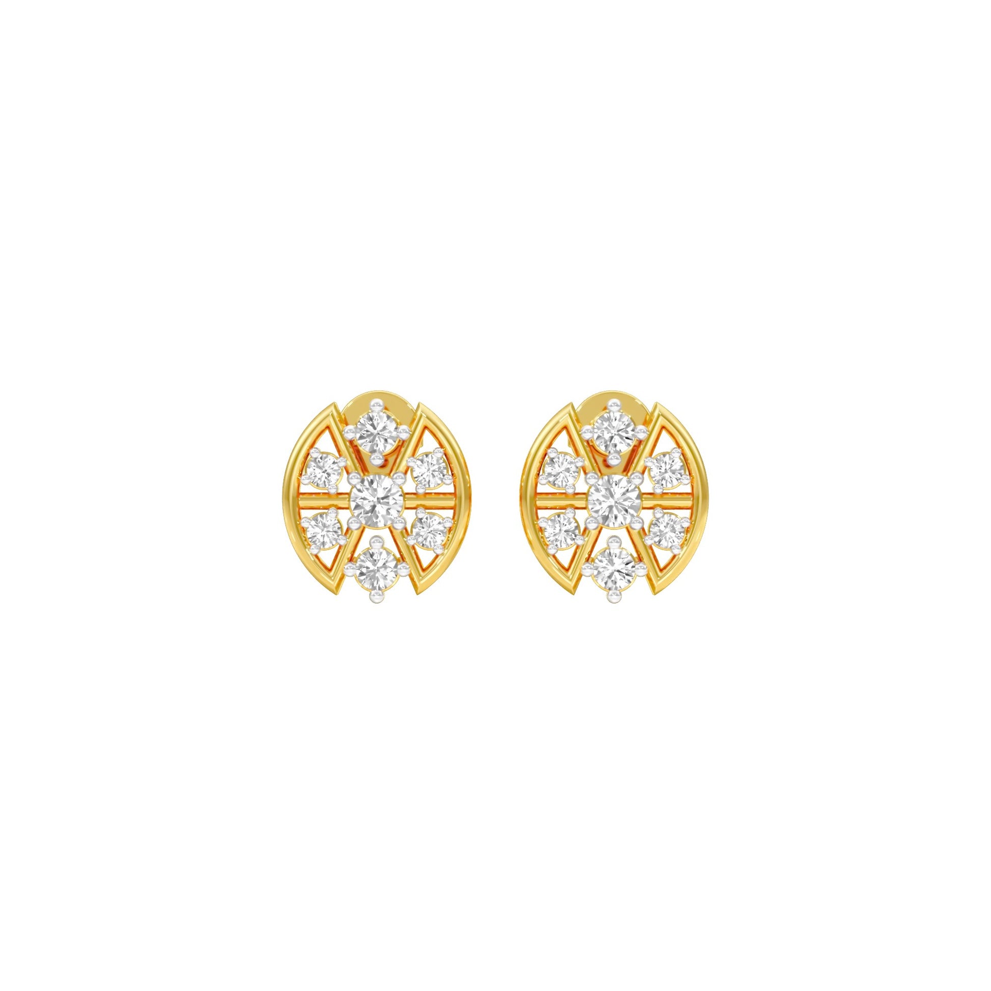 Cut Geometry Diamond Stud Earrings 18 KT / Yellow Gold