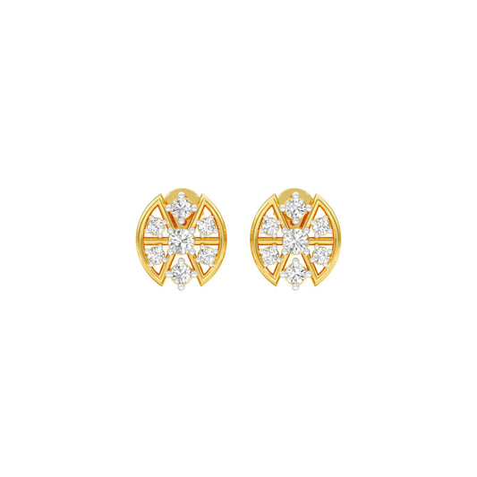 Cut Geometry Diamond Stud Earrings 18 KT / Yellow Gold