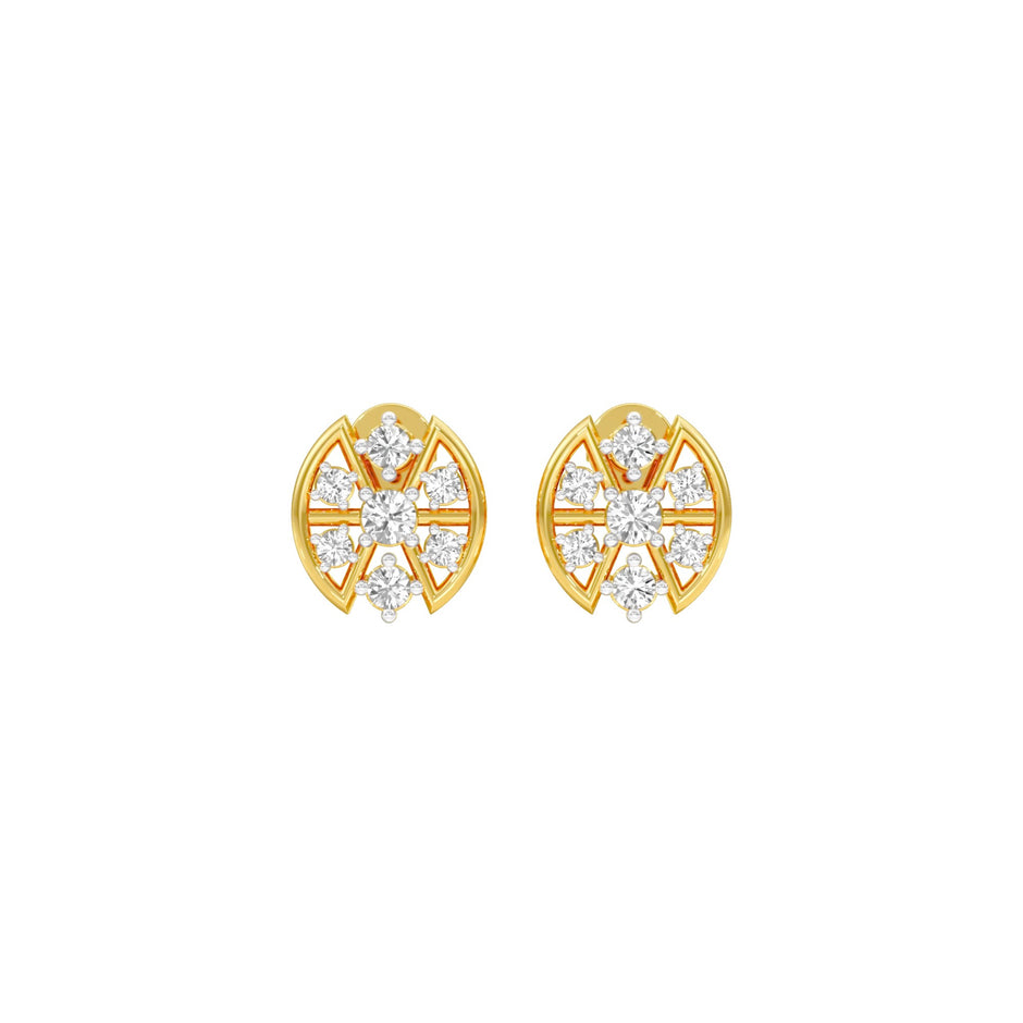 Cut Geometry Diamond Stud Earrings 18 KT / Yellow Gold