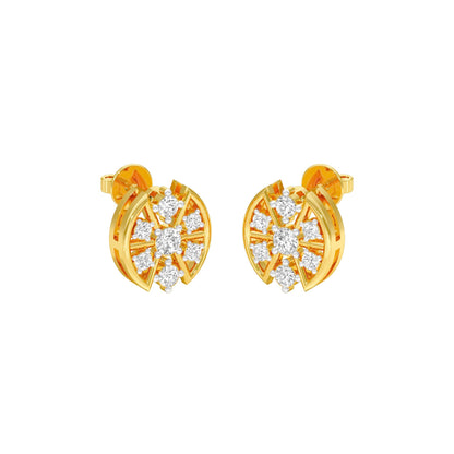 Cut Geometry Diamond Stud Earrings 18 KT / Yellow Gold