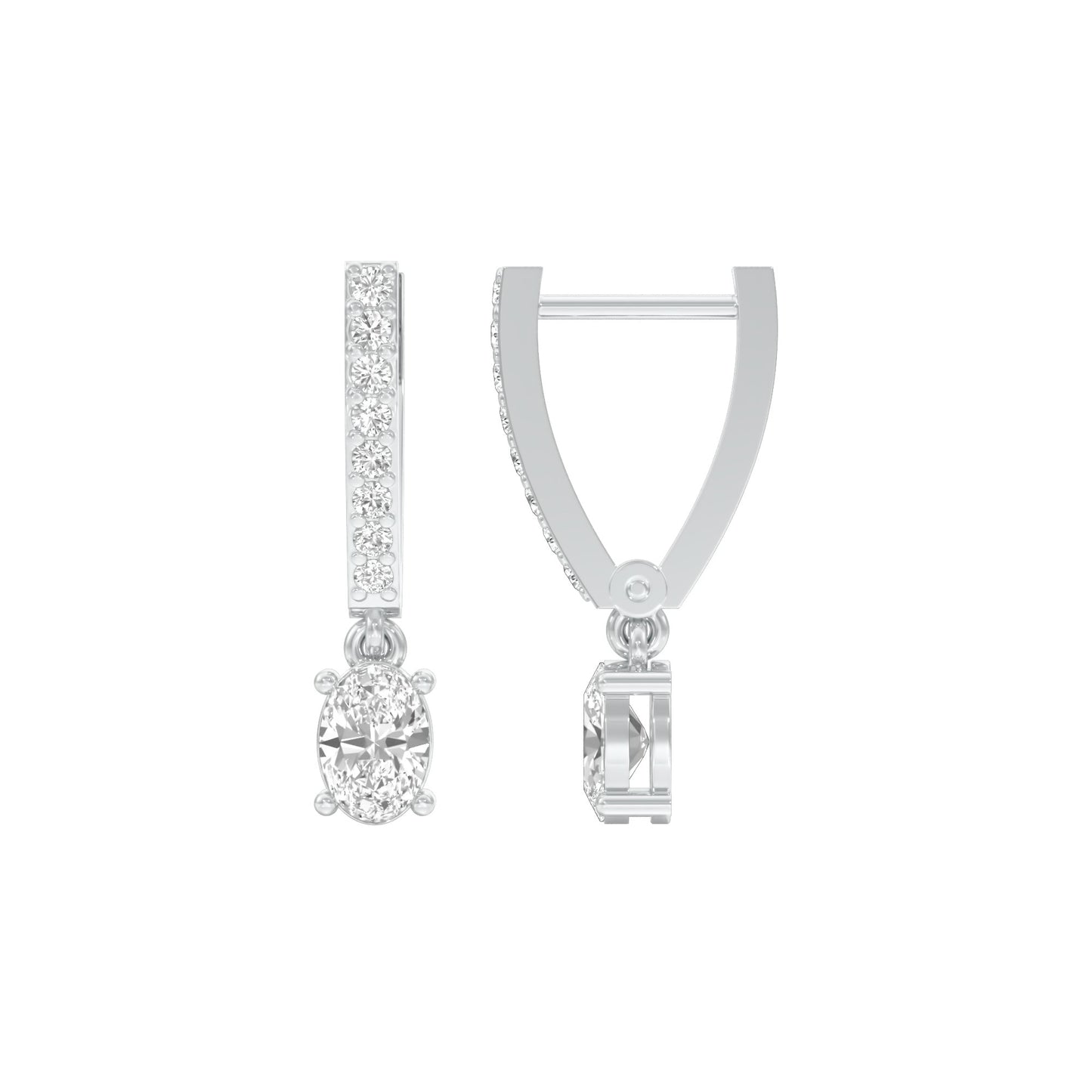 Tiered Diamond Drop Earrings 18 KT / White Gold