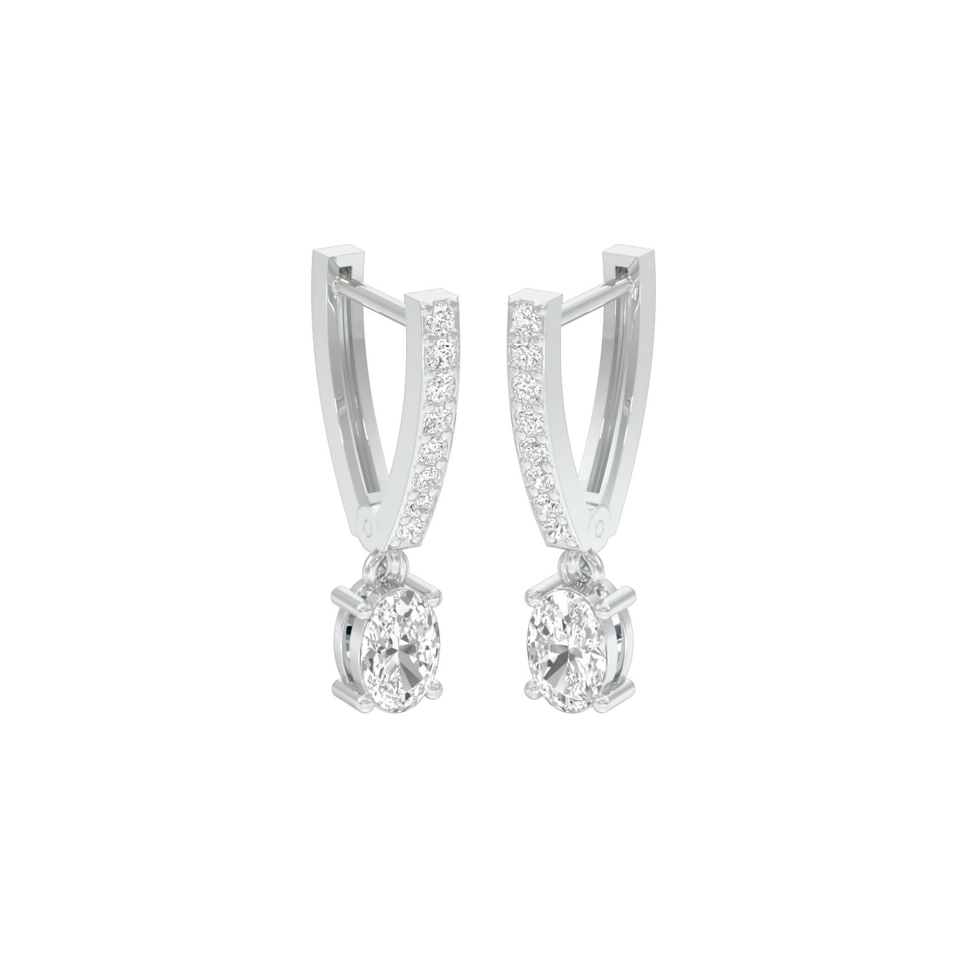 Tiered Diamond Drop Earrings 18 KT / White Gold