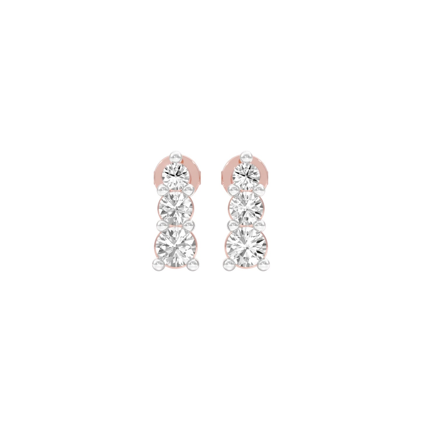 Gleam Block Diamond Stud Earrings 18 KT / Rose Gold