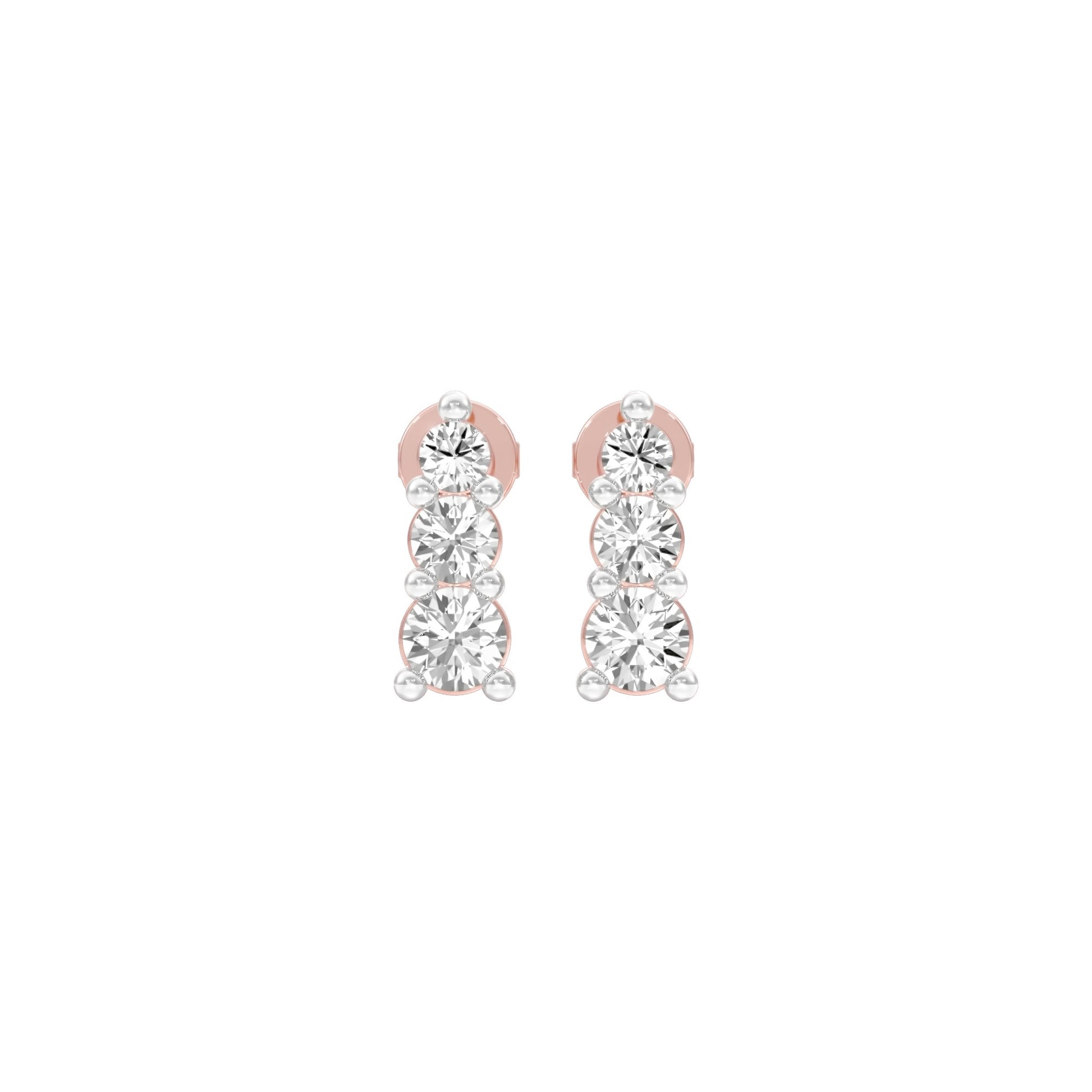 Gleam Block Diamond Stud Earrings 18 KT / Rose Gold