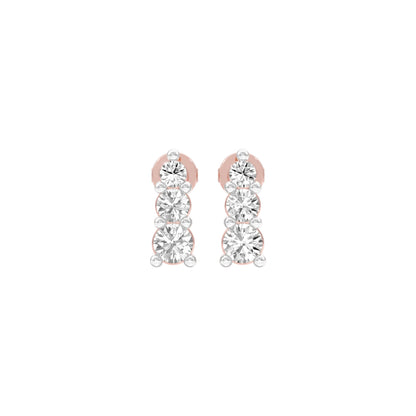 Gleam Block Diamond Stud Earrings 18 KT / Rose Gold