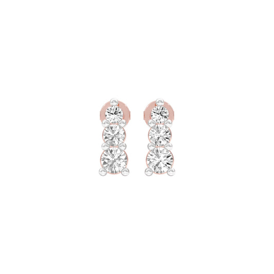 Gleam Block Diamond Stud Earrings 18 KT / Rose Gold