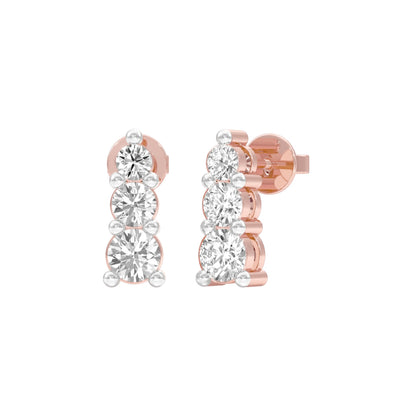 Gleam Block Diamond Stud Earrings 18 KT / Rose Gold