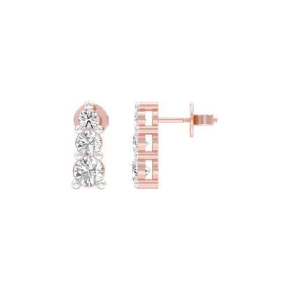 Gleam Block Diamond Stud Earrings 18 KT / Rose Gold