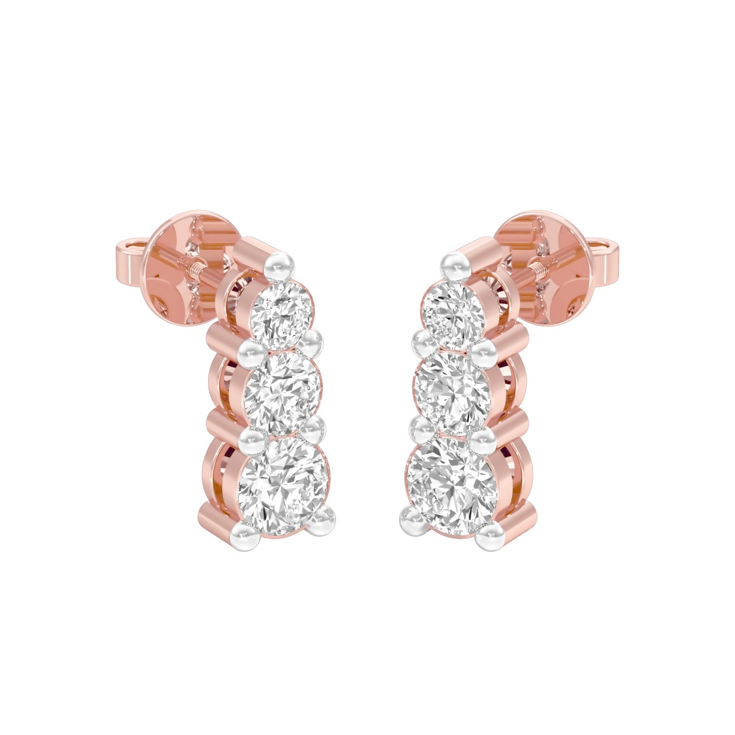 Gleam Block Diamond Stud Earrings 18 KT / Rose Gold