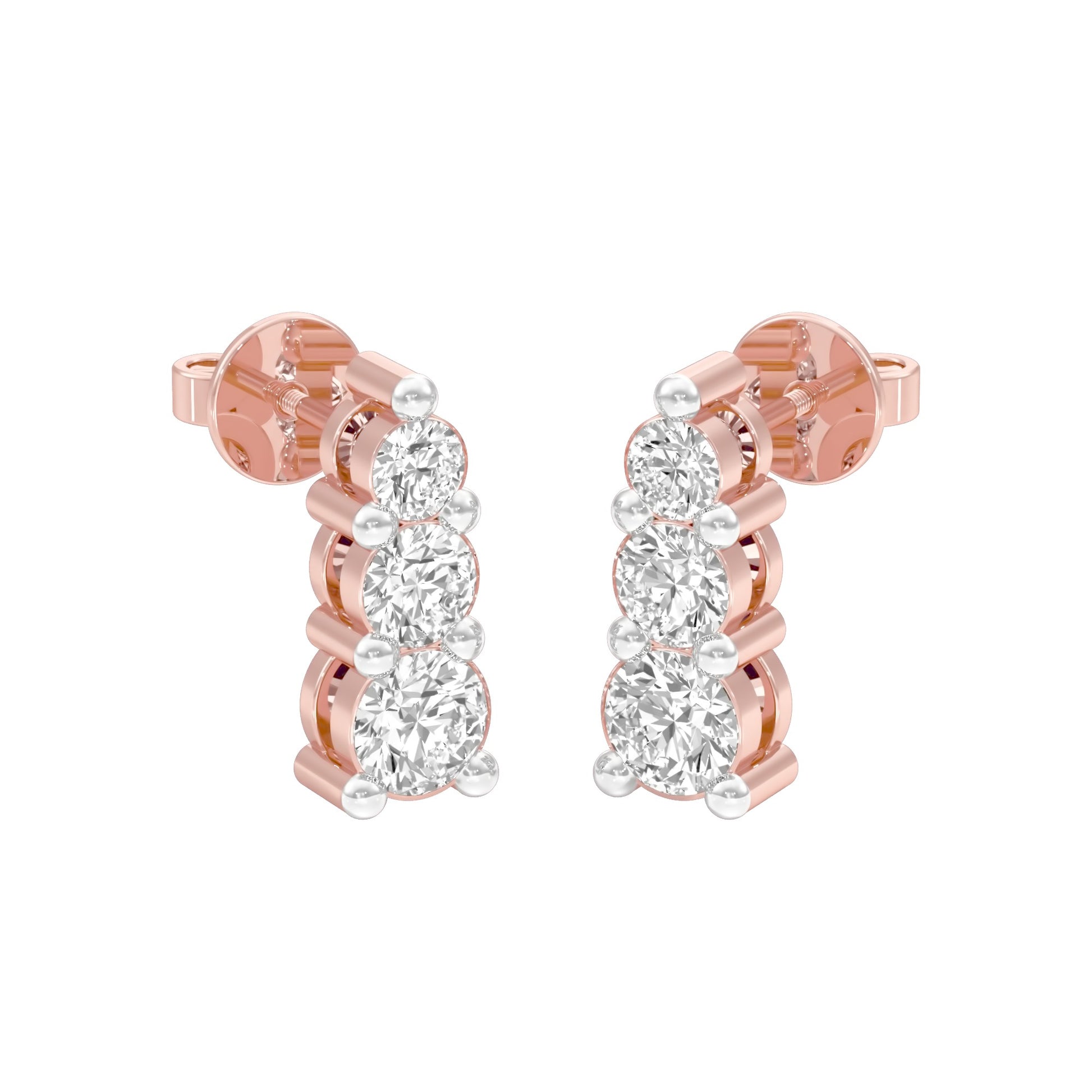 Gleam Block Diamond Stud Earrings 18 KT / Rose Gold