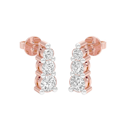 Gleam Block Diamond Stud Earrings 18 KT / Rose Gold