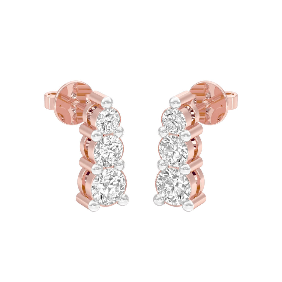 Gleam Block Diamond Stud Earrings 18 KT / Rose Gold