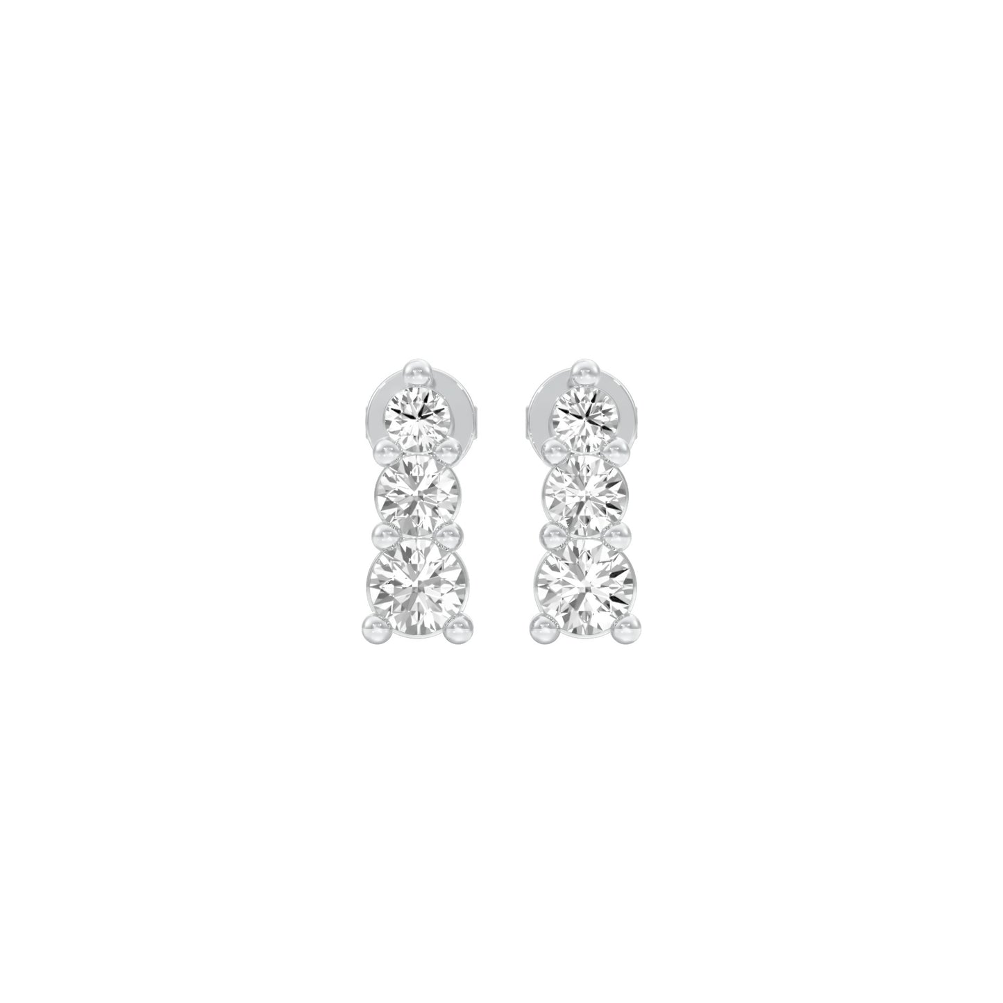Gleam Block Diamond Stud Earrings 18 KT / White Gold