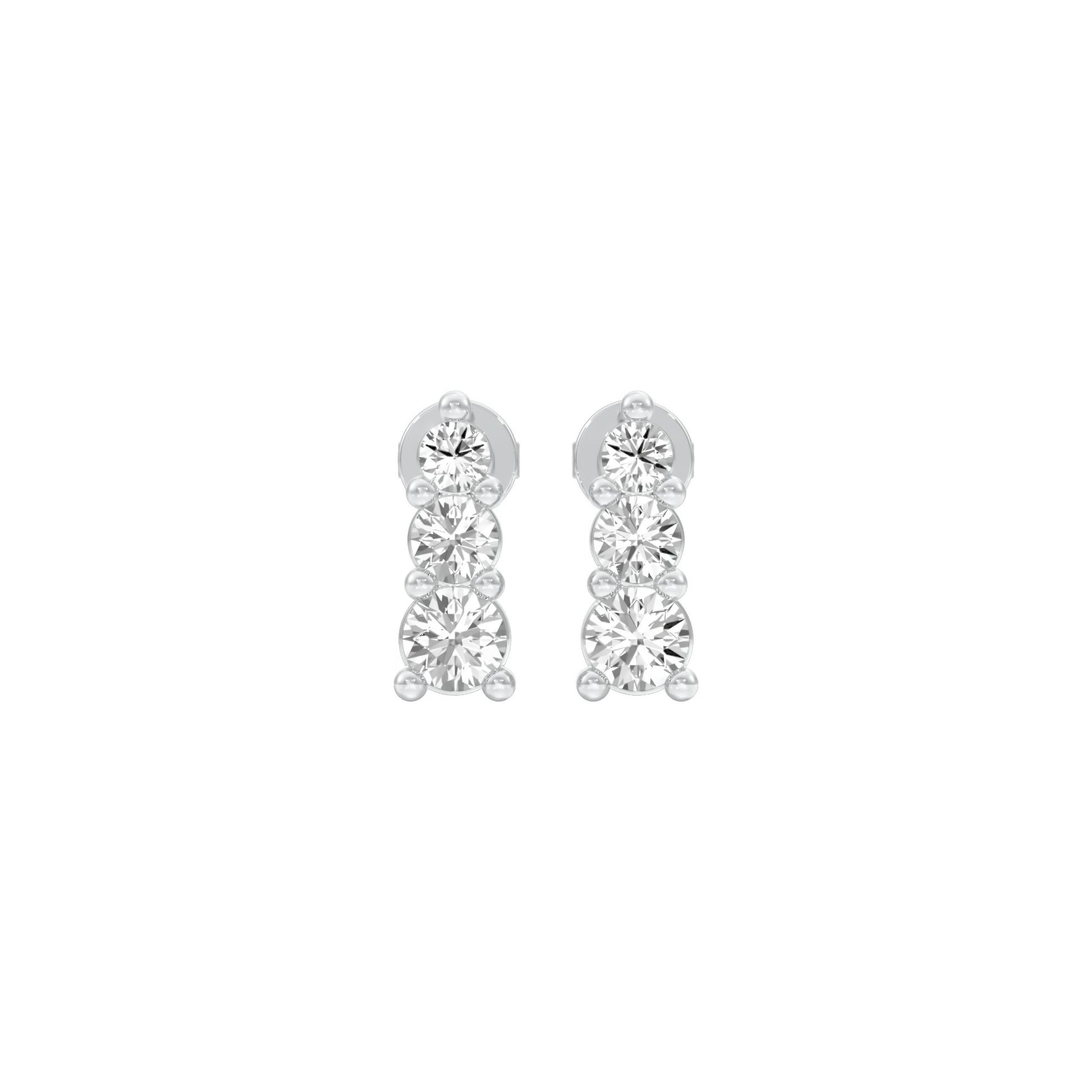 Gleam Block Diamond Stud Earrings 18 KT / White Gold