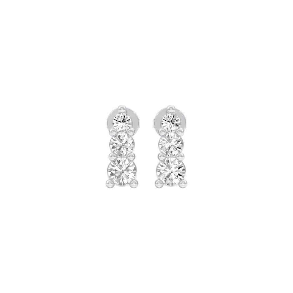 Gleam Block Diamond Stud Earrings 18 KT / White Gold