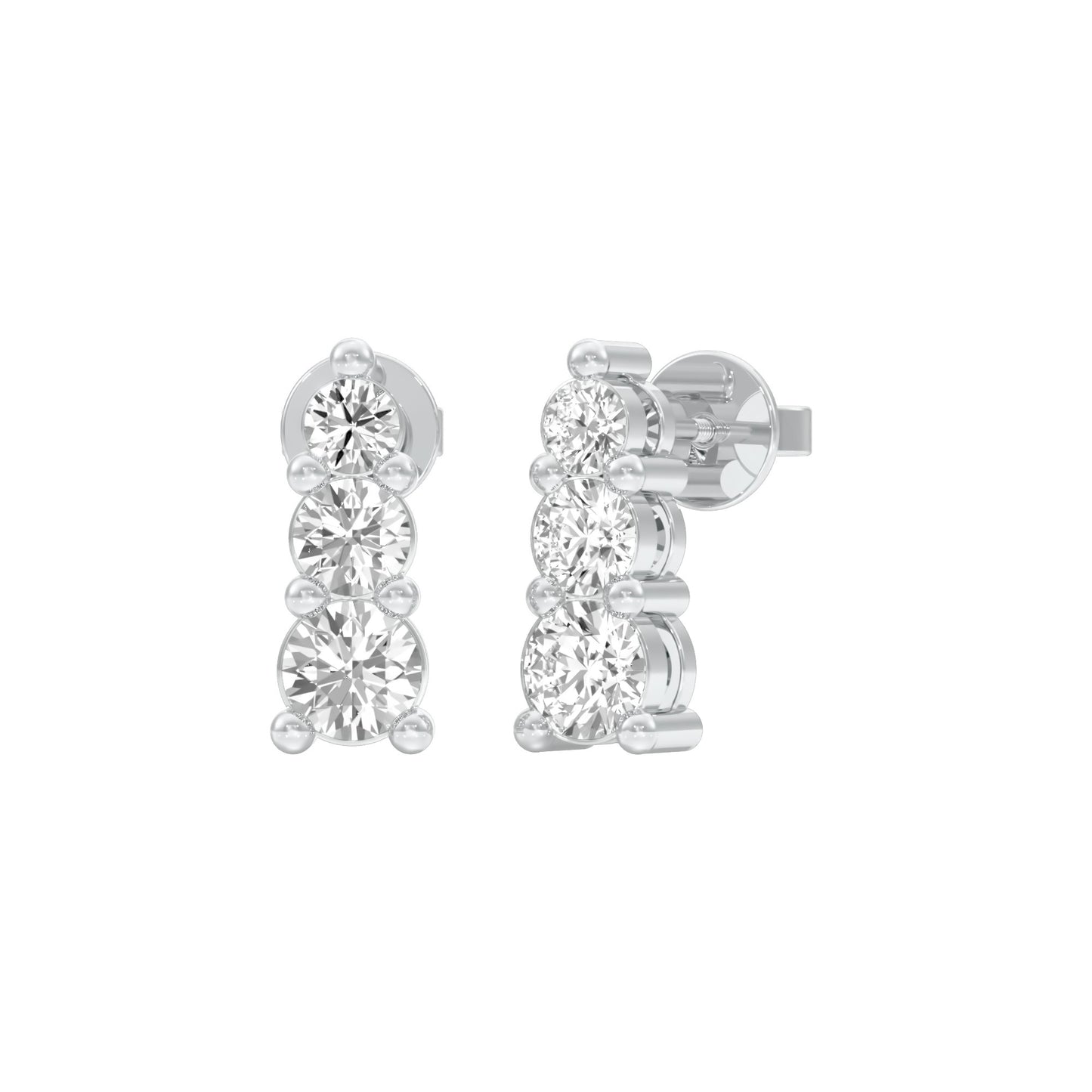 Gleam Block Diamond Stud Earrings 18 KT / White Gold
