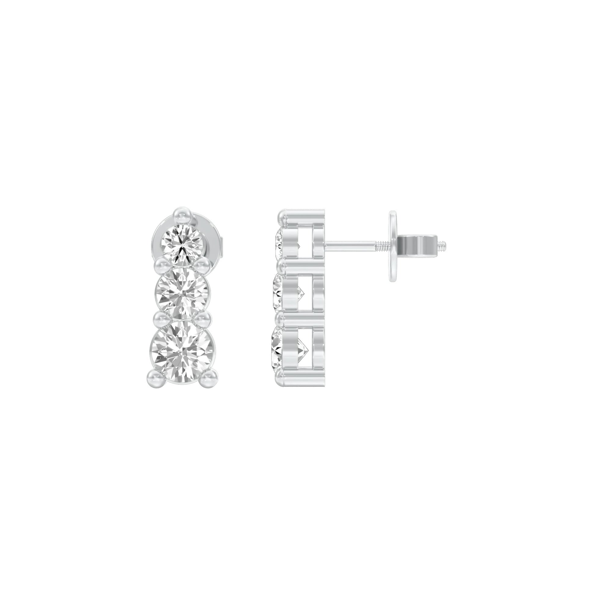 Gleam Block Diamond Stud Earrings 18 KT / White Gold